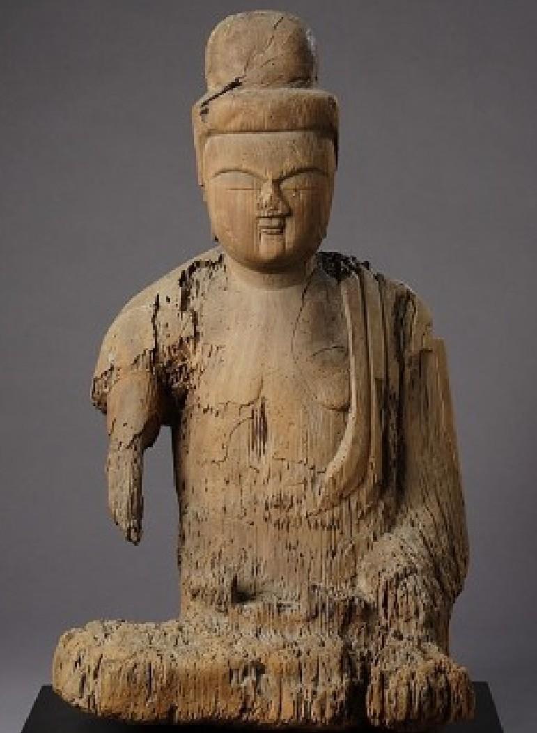Japanische Shinzu-Skulptur aus der Kamakura-Periode (18. Jahrhundert und früher) im Angebot