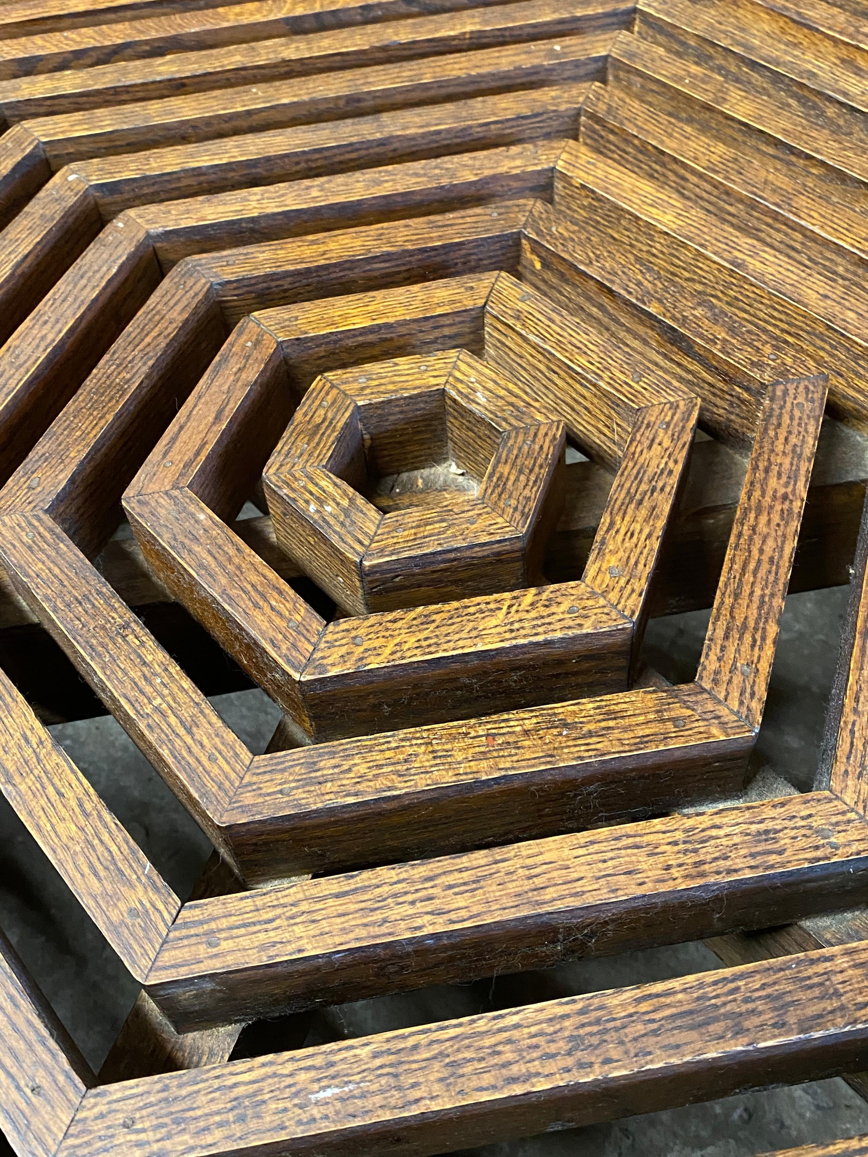 Kamal Amin Hexagonal Prairie School Style Oak Coffee Table 6