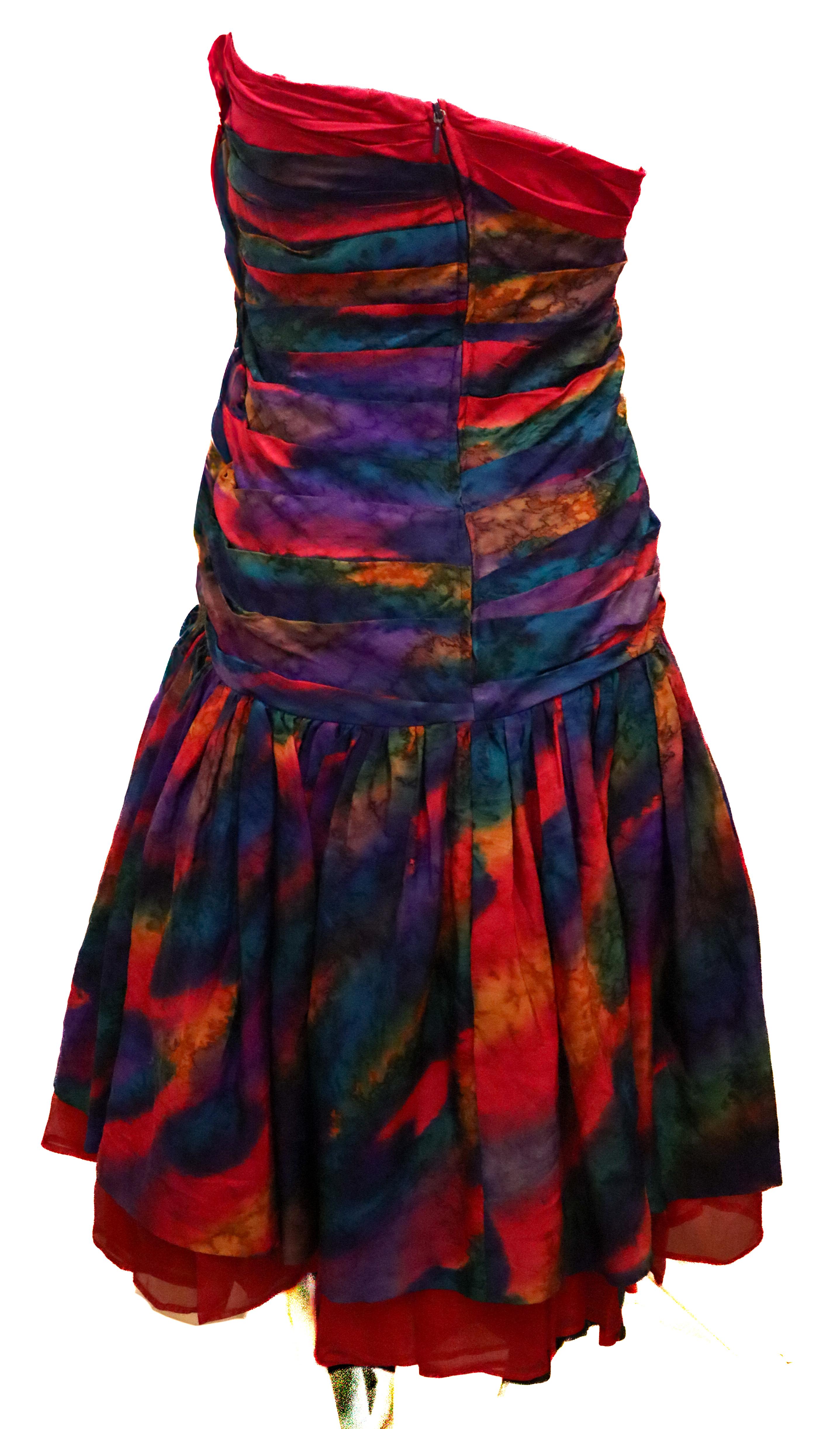 Black Kamal Haut Couture  Multi colour Silk Party Dress For Sale