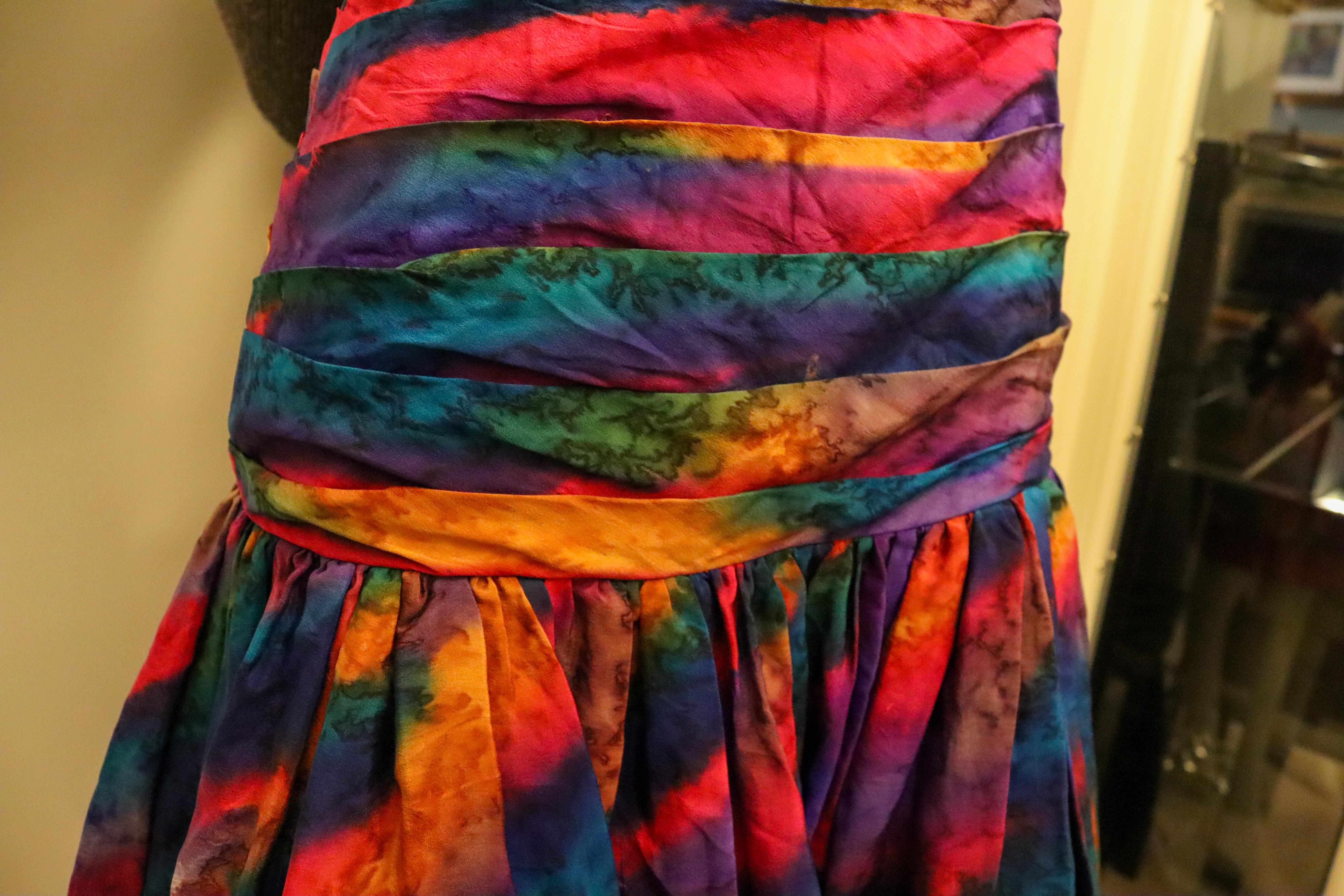 Kamal Haut Couture  Multi colour Silk Party Dress In Good Condition For Sale In London, GB