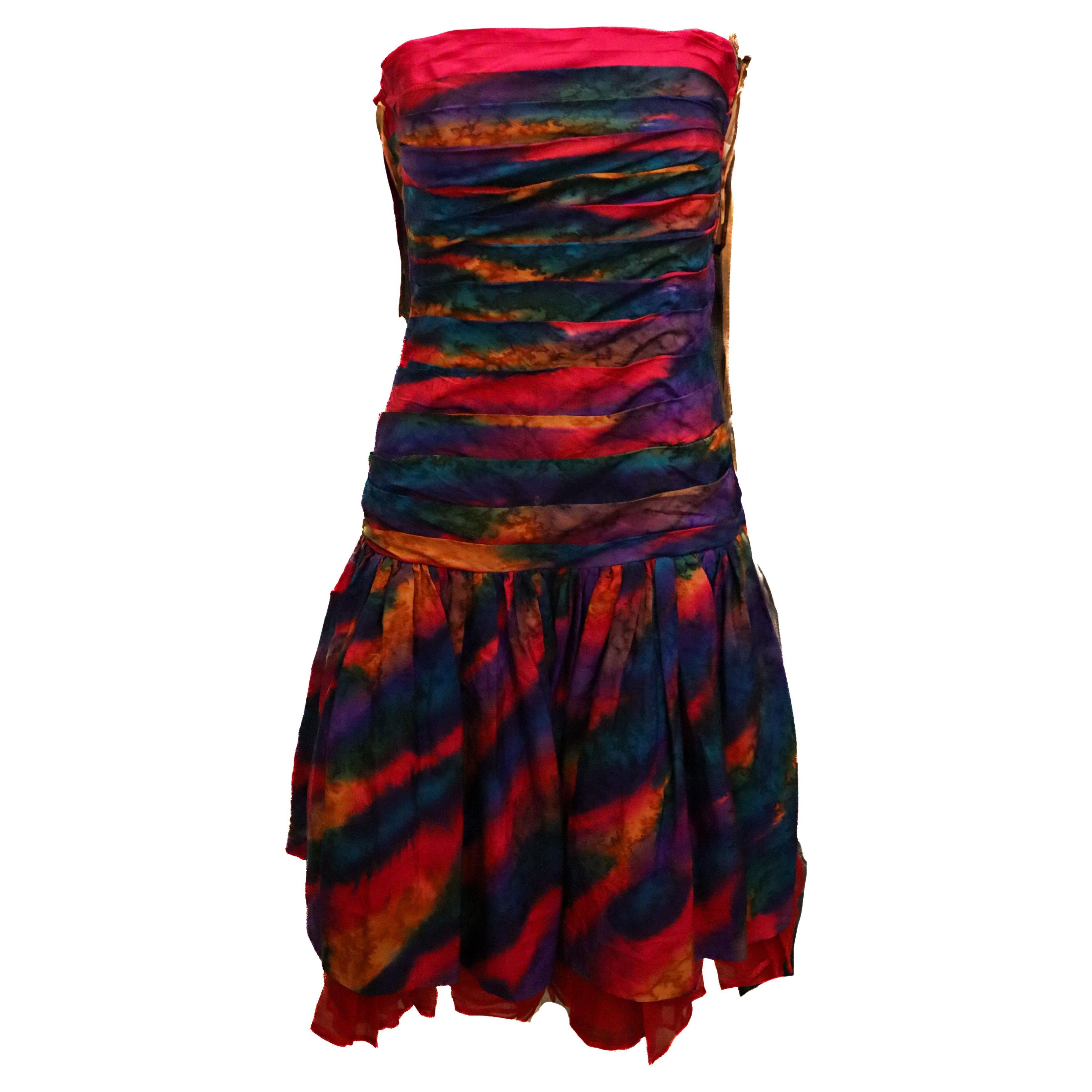 Kamal Haut Couture  Multi colour Silk Party Dress For Sale