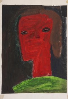 " Visage abstrait" 16" x 10" pouces (1970) de KAMAL KHALIFA