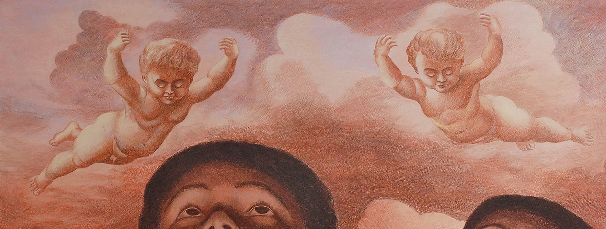 L'enfance perdue, acrylique sur toile, marron par l'artiste contemporain indien