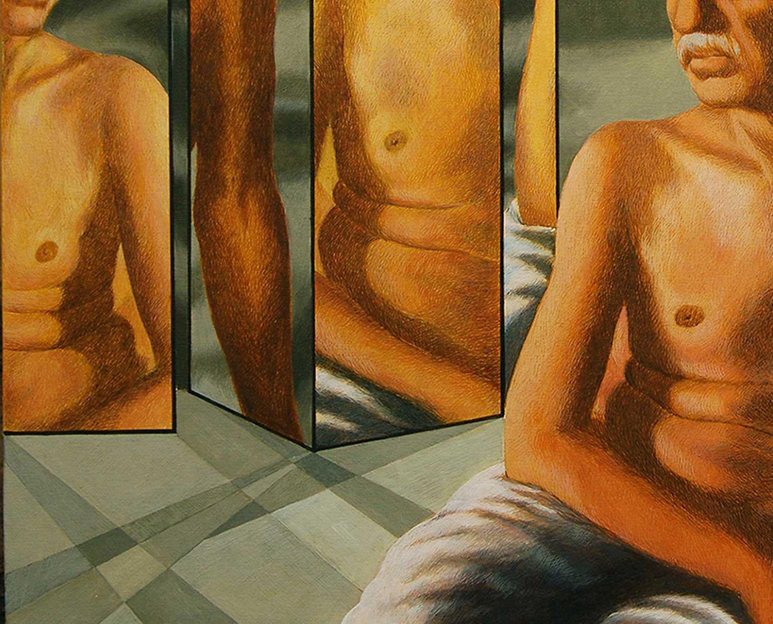 Reflexión - Figurative Painting Marrón de Kamal Mitra