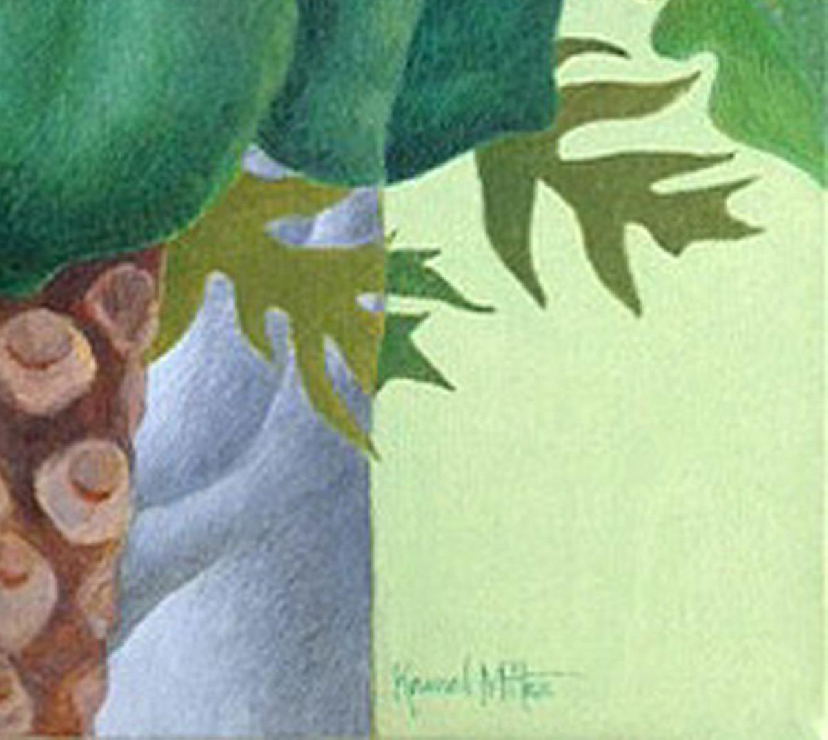 Frutas, Acrílico sobre Lienzo, Verde, Azul, Marrón por Artista Indio 