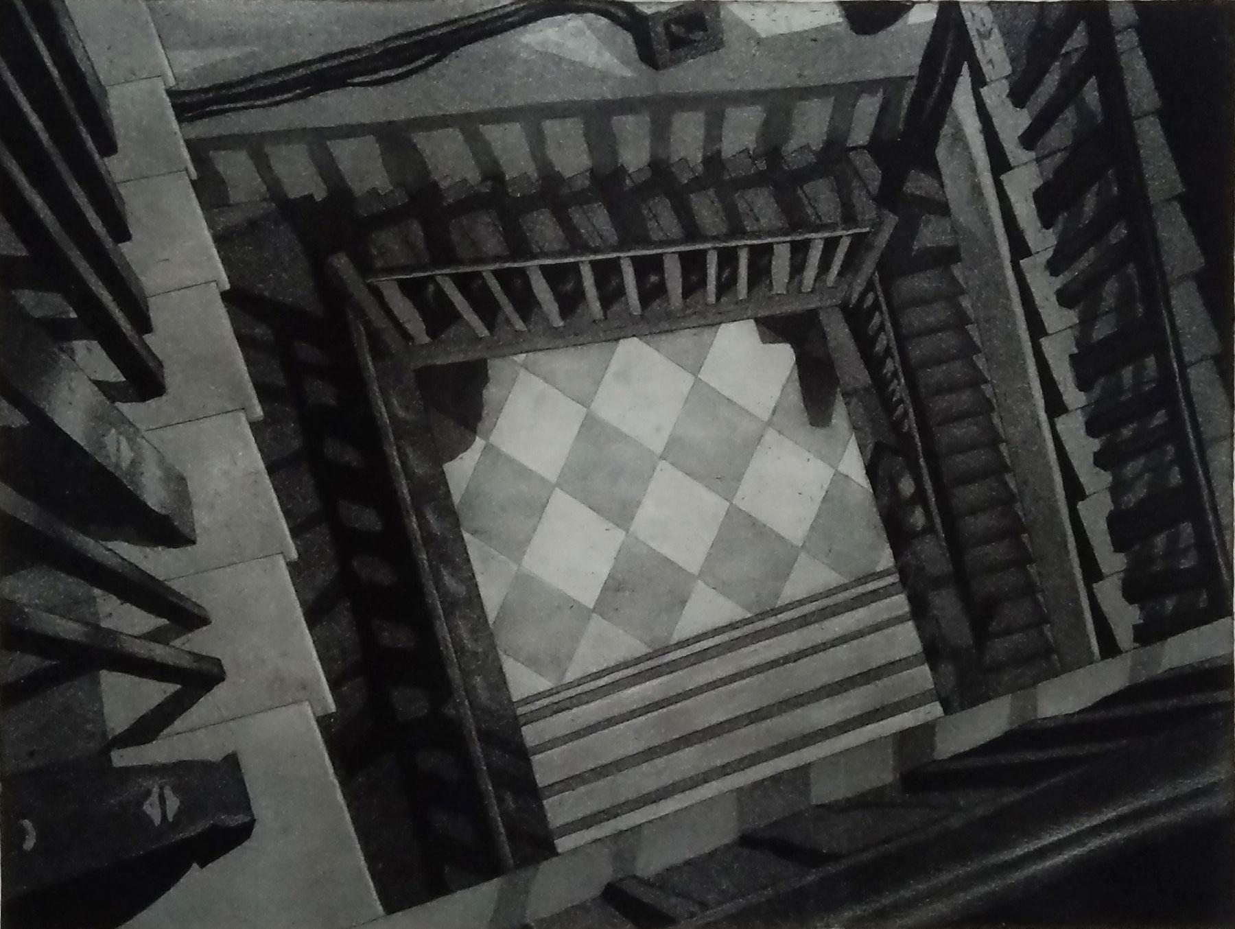Casa Decorativa, Aguafuerte sobre papel por Artista contemporáneo indio 