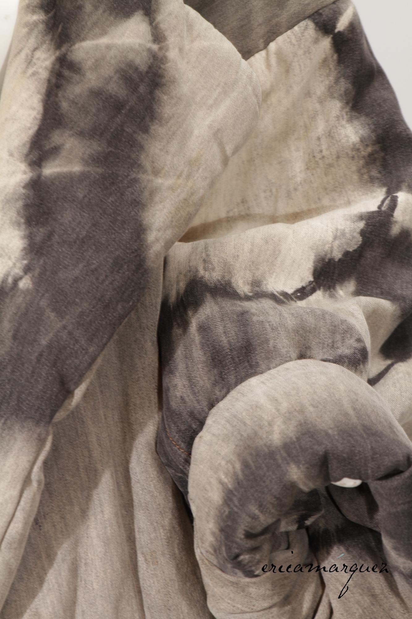 KAMALI 18008, Cocoon Puffer Coat, oversize, Grey and Charcoal Tie Dye en vente 14