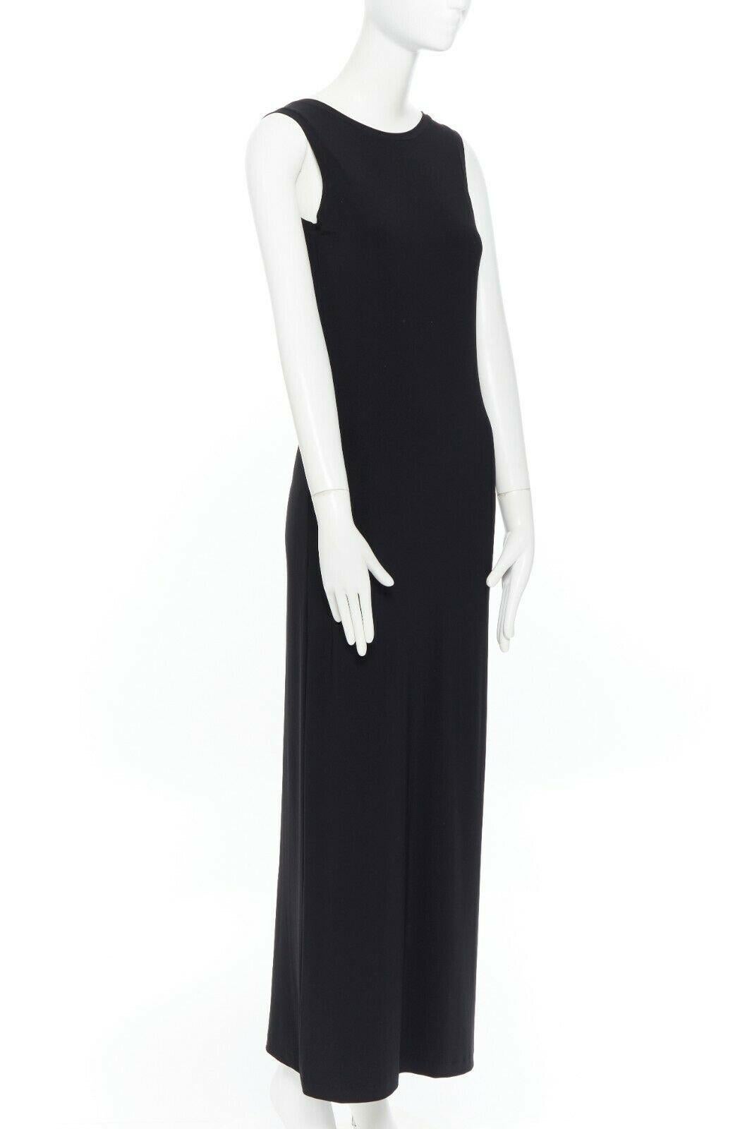 Black KAMALI KULTURE polyester spandex black dipped open back sleeveless maxi dress XS