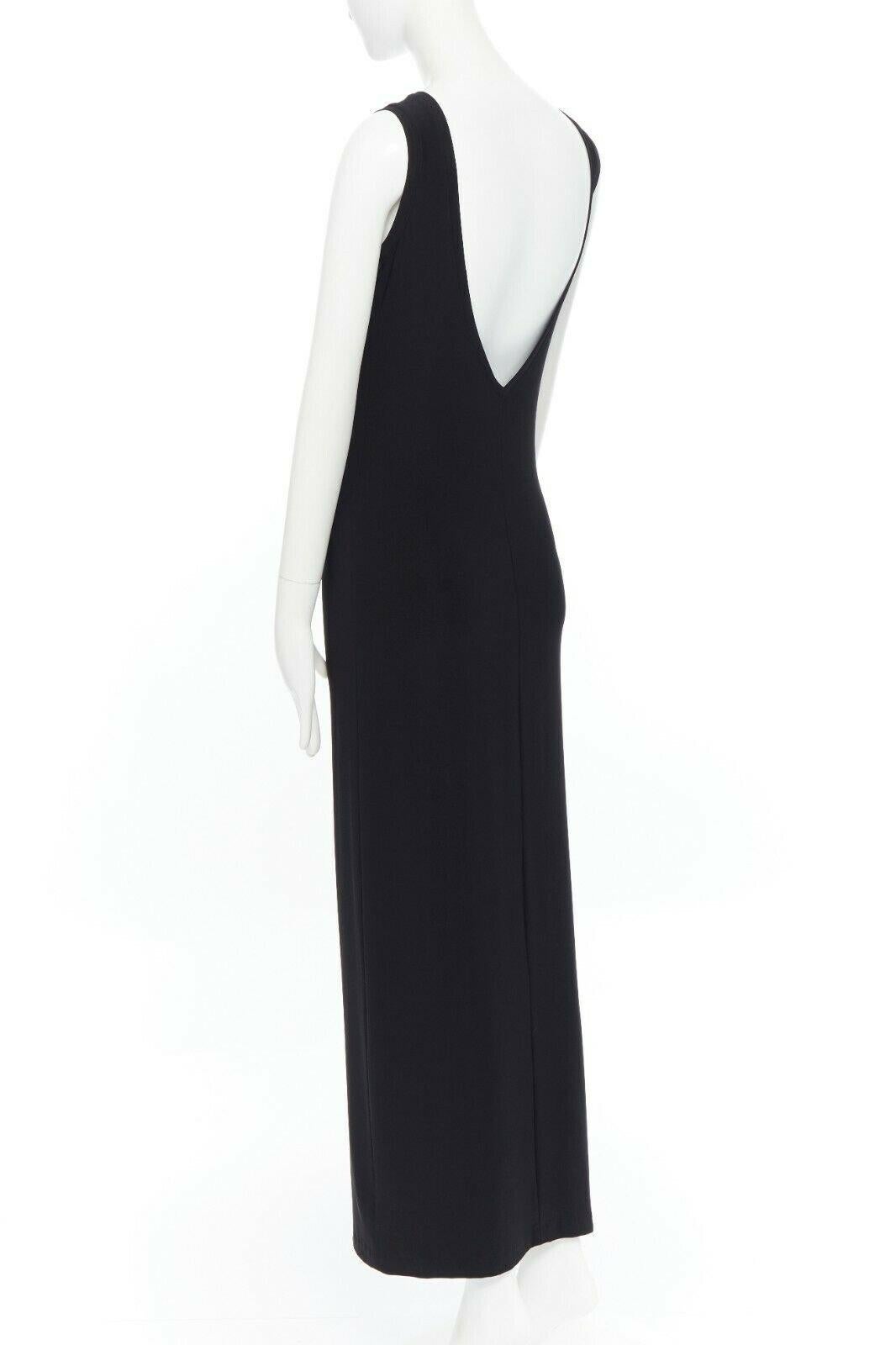 KAMALI KULTURE polyester spandex black dipped open back sleeveless maxi dress XS 1