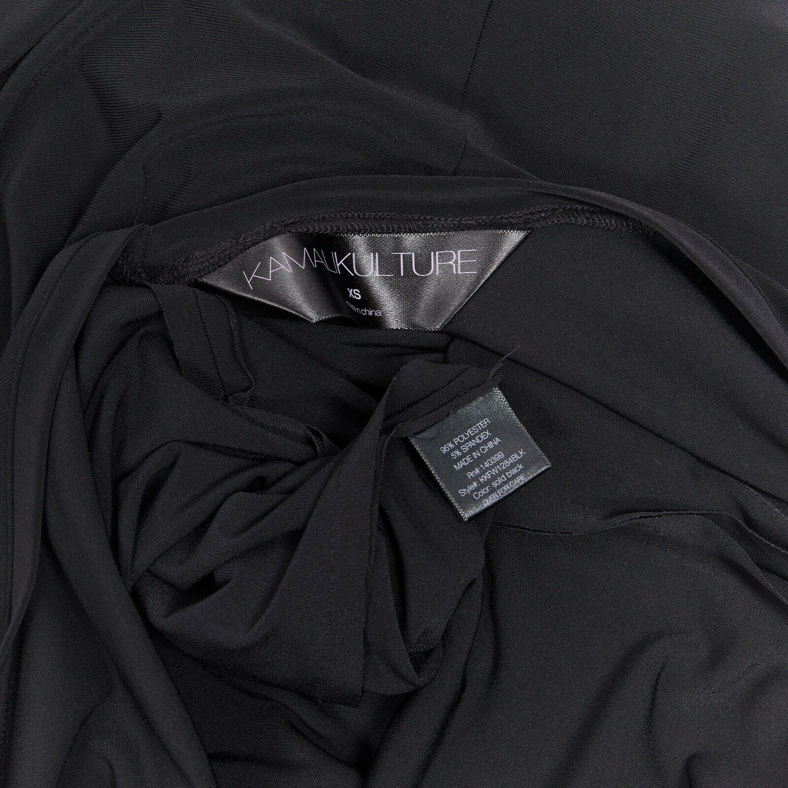 KAMALI KULTURE polyester spandex black dipped open back sleeveless maxi dress XS 2