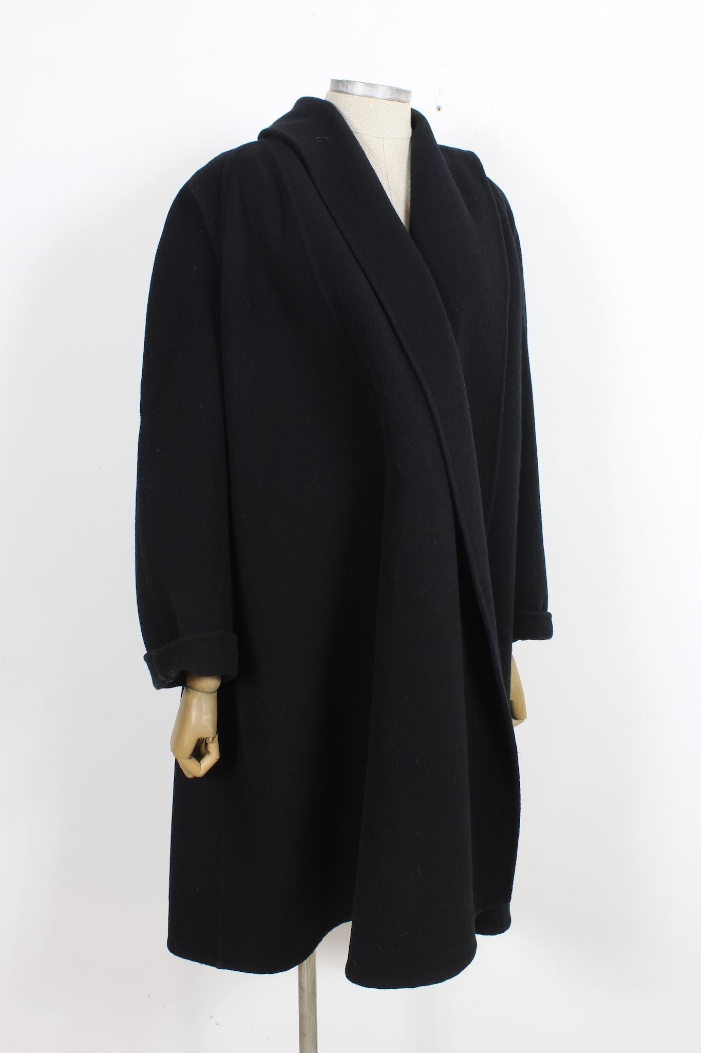 Women's Kamanta Black Wool Vintage Cape Coat 1980s