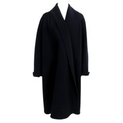 Kamanta Black Wool Retro Cape Coat 1980s