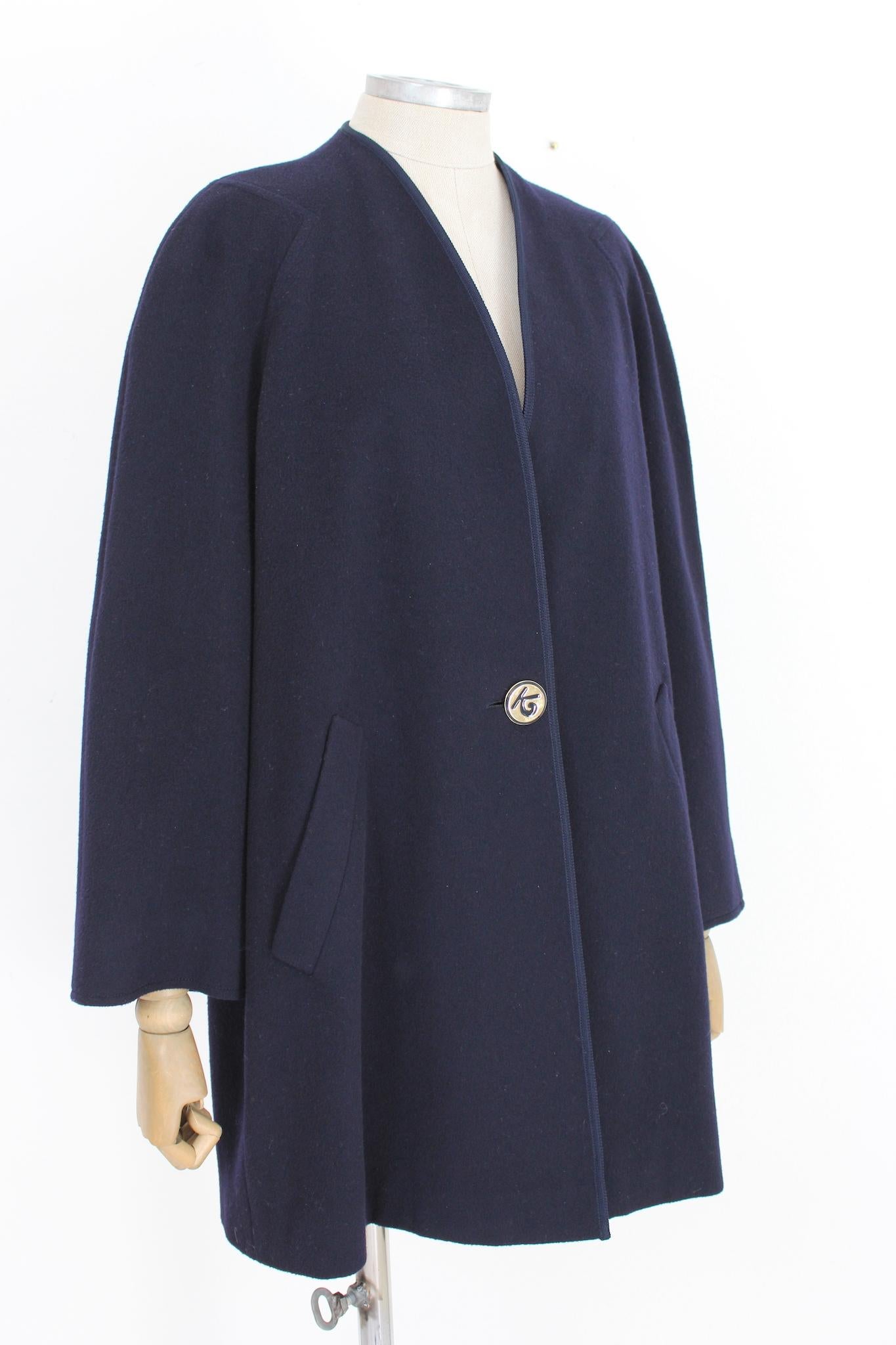 Kamanta Blue Cashmere Vintage Classic Cape Coat In Excellent Condition In Brindisi, Bt