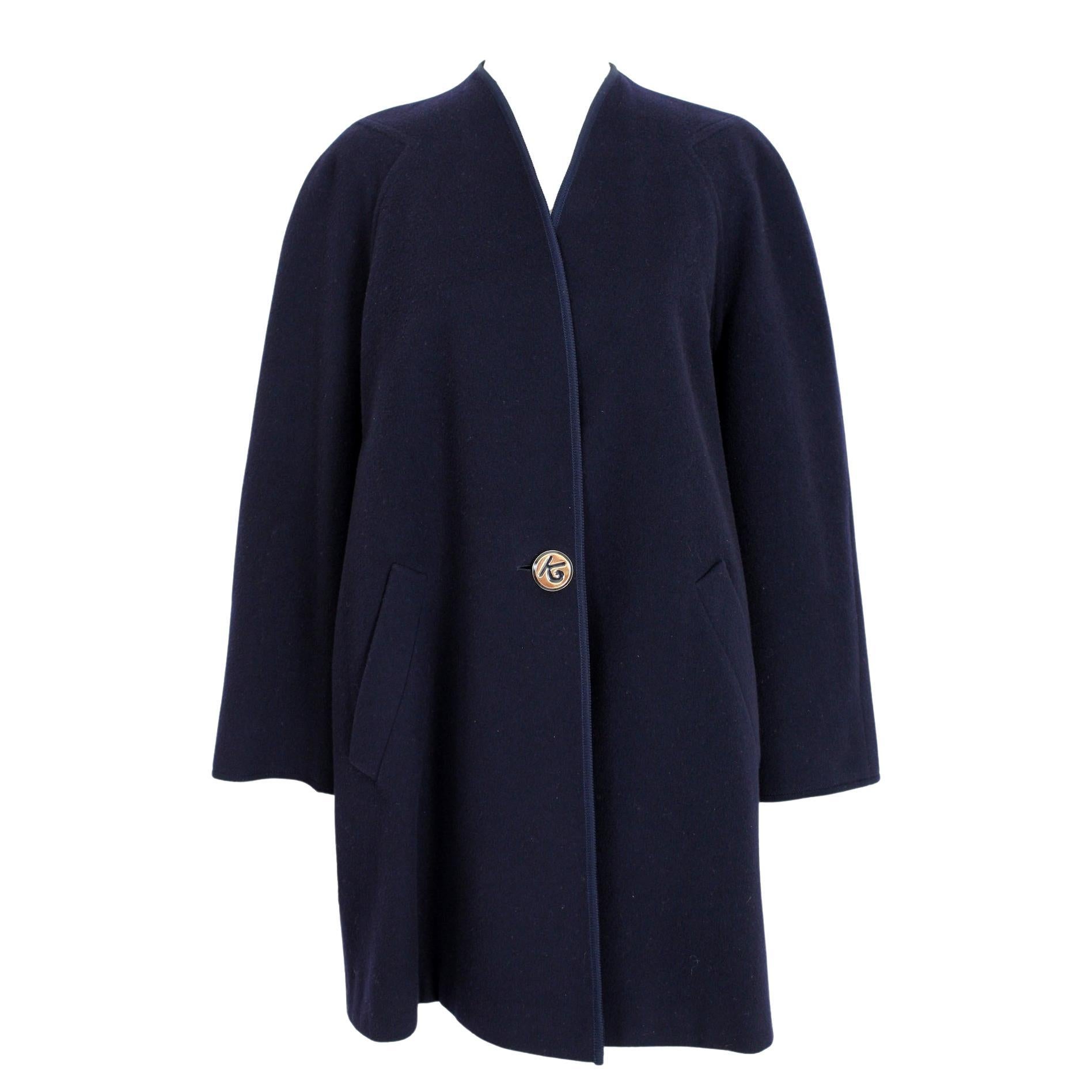 Kamanta Blue Cashmere Vintage Coat For Sale