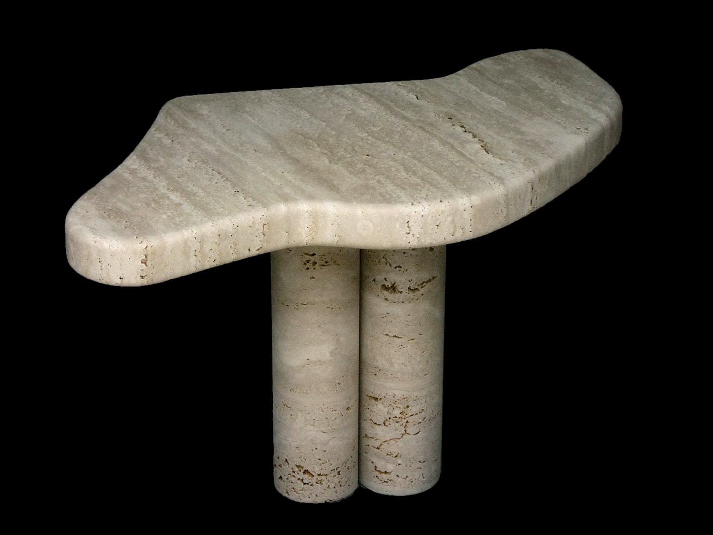 Kamasutra coffee table by Jean-Fréderic Bourdier
Dimensions: D 75 x W 44 x H 40 cm
Materials: Travertine.

Mostly guided by his sculptor skills JFB and his life time strong attraction for nature, has started out this collection in 2021 as he