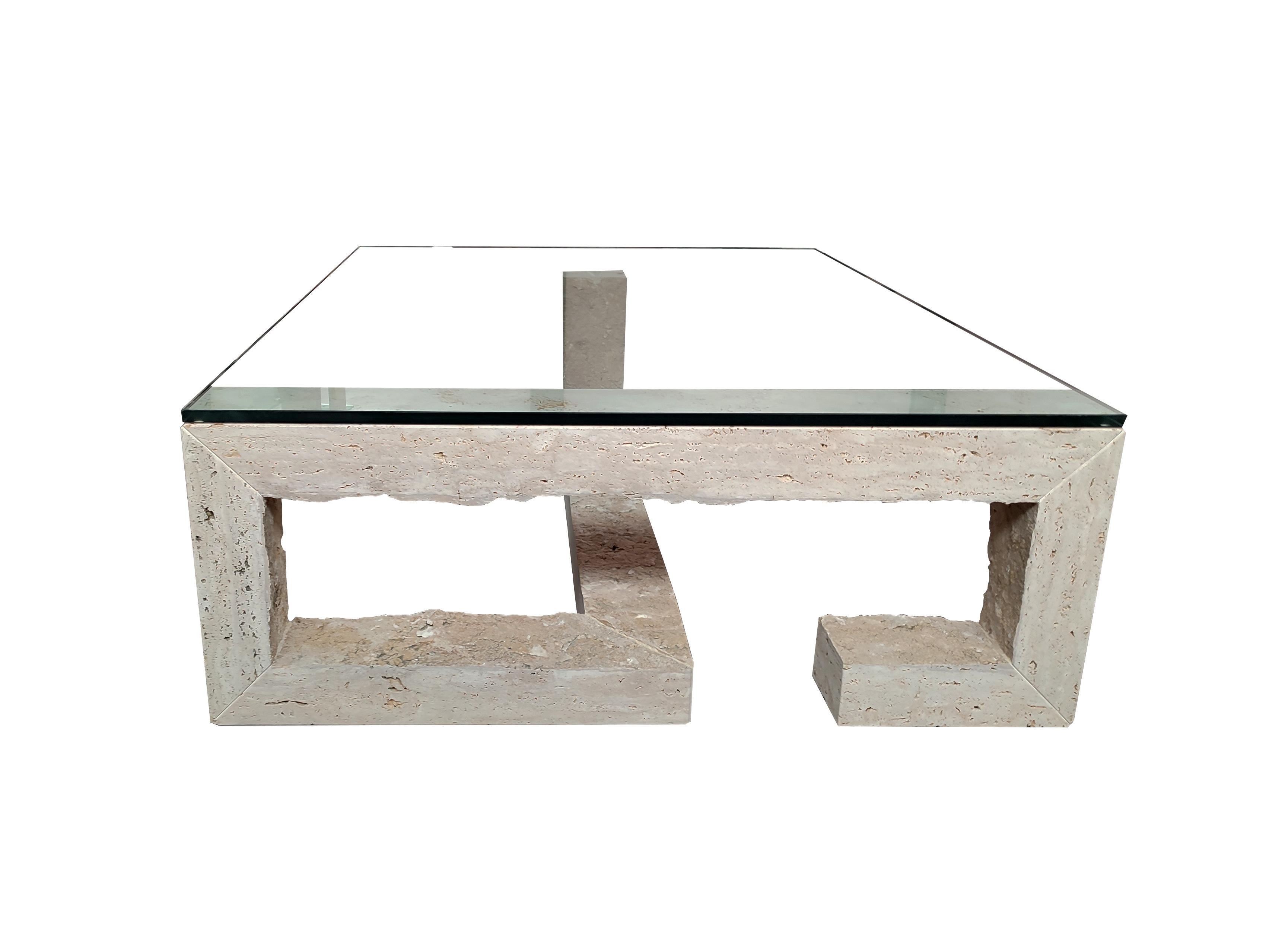 Table basse Kame Coastal en marbre travertin édition limitée Luxury Furniture Neuf - En vente à VALVERDE DEL MAJANO, CL