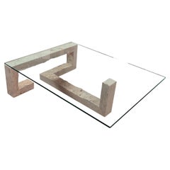 Kame Coastal Travertine Marble Coffee Table Limited-Edition Luxury Furniture