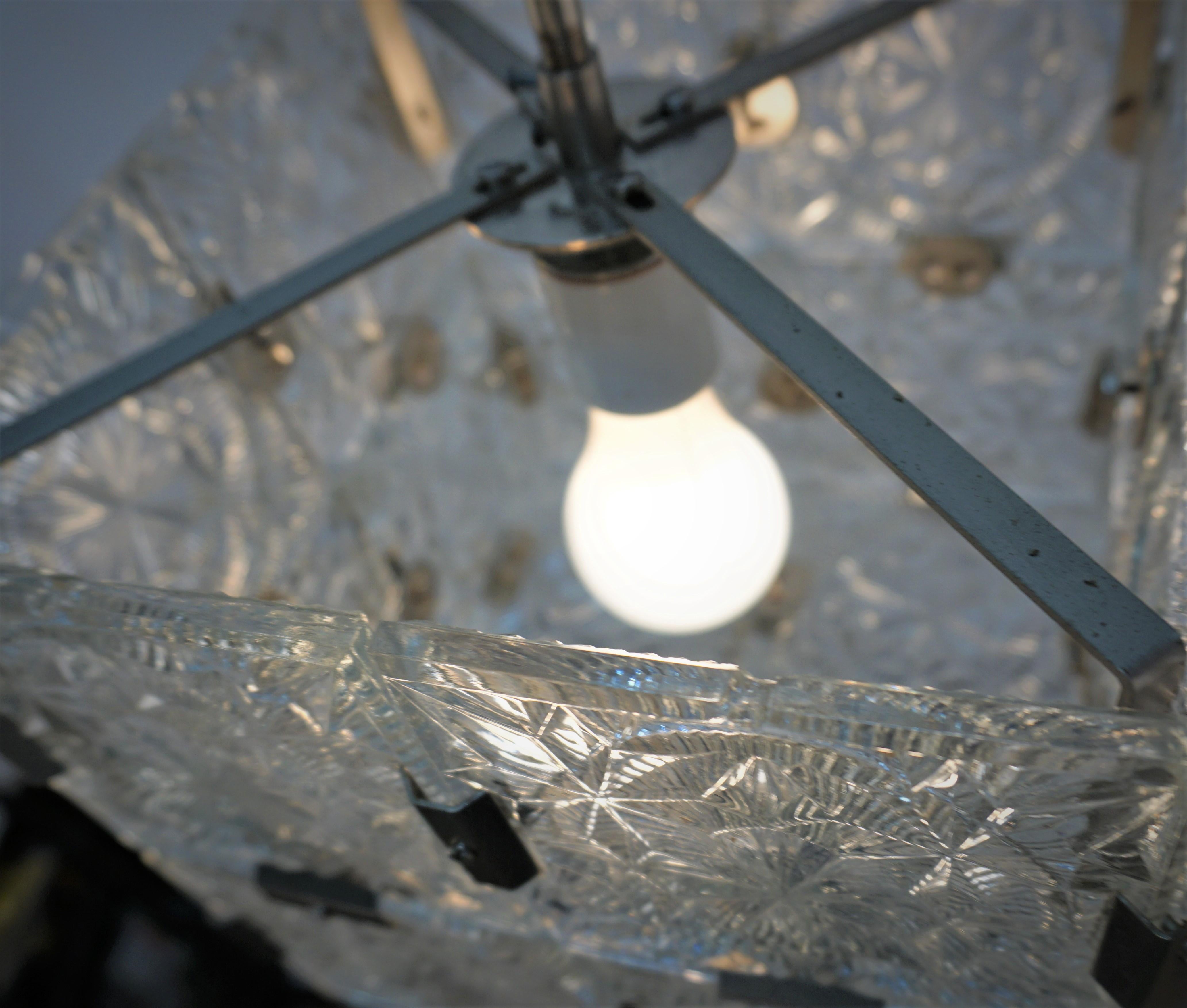 Mid-20th Century Kamenicky cube glass 1960's modernist Glass Pendant Chandelier #1 For Sale