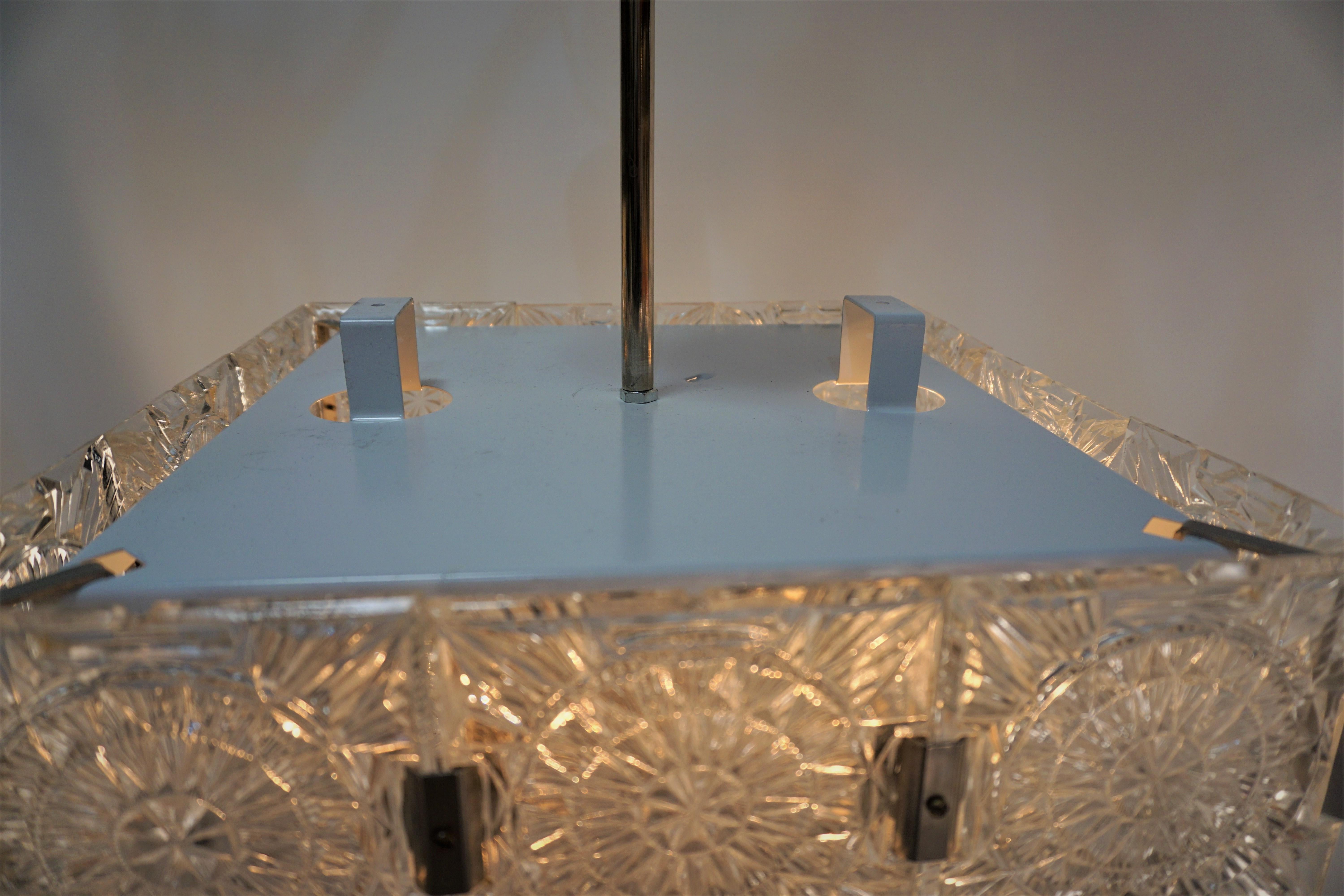 Kamenicky Senov, 1960s Semi Flush Mount Glass Chandelier #2 For Sale 1