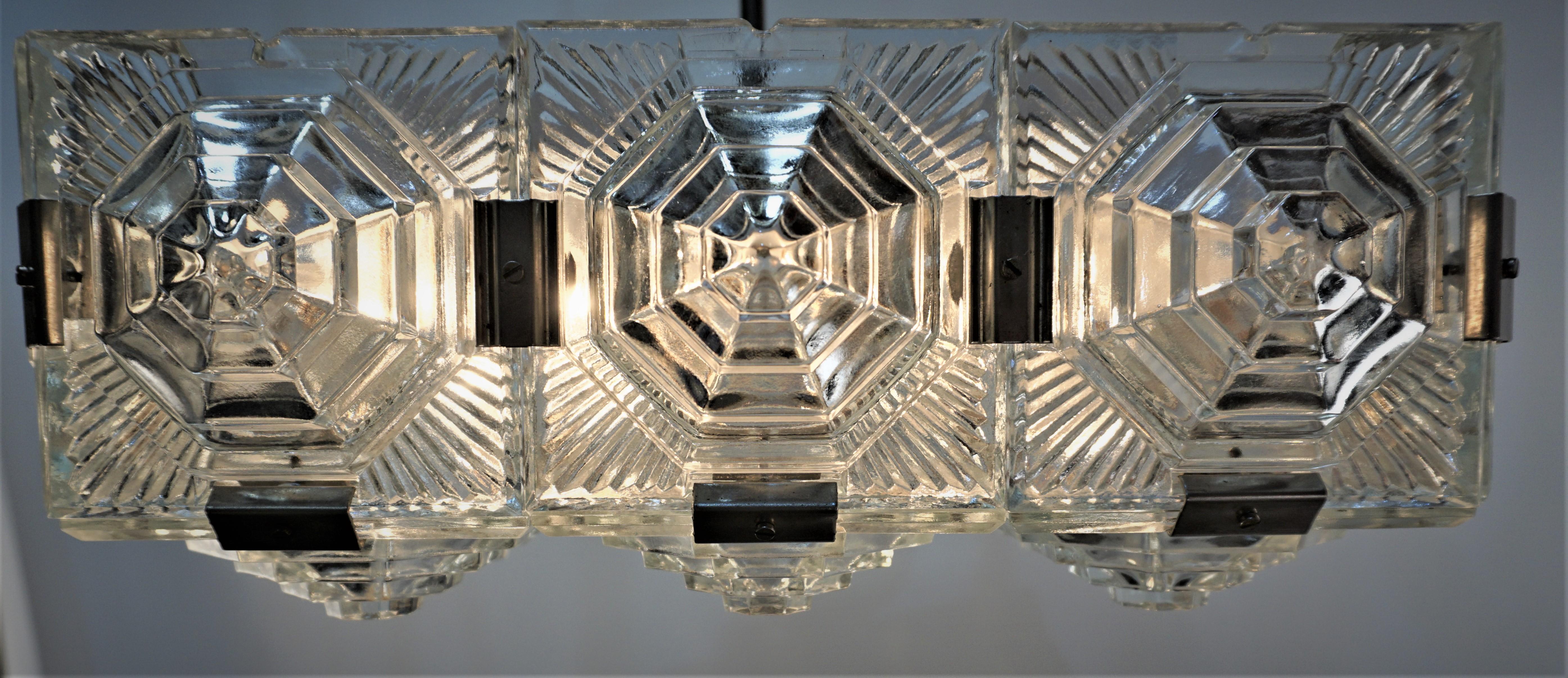 Mid-20th Century Kamenicky Senov, 1960s Semi Flush Mount Glass Chandelier # 1 For Sale