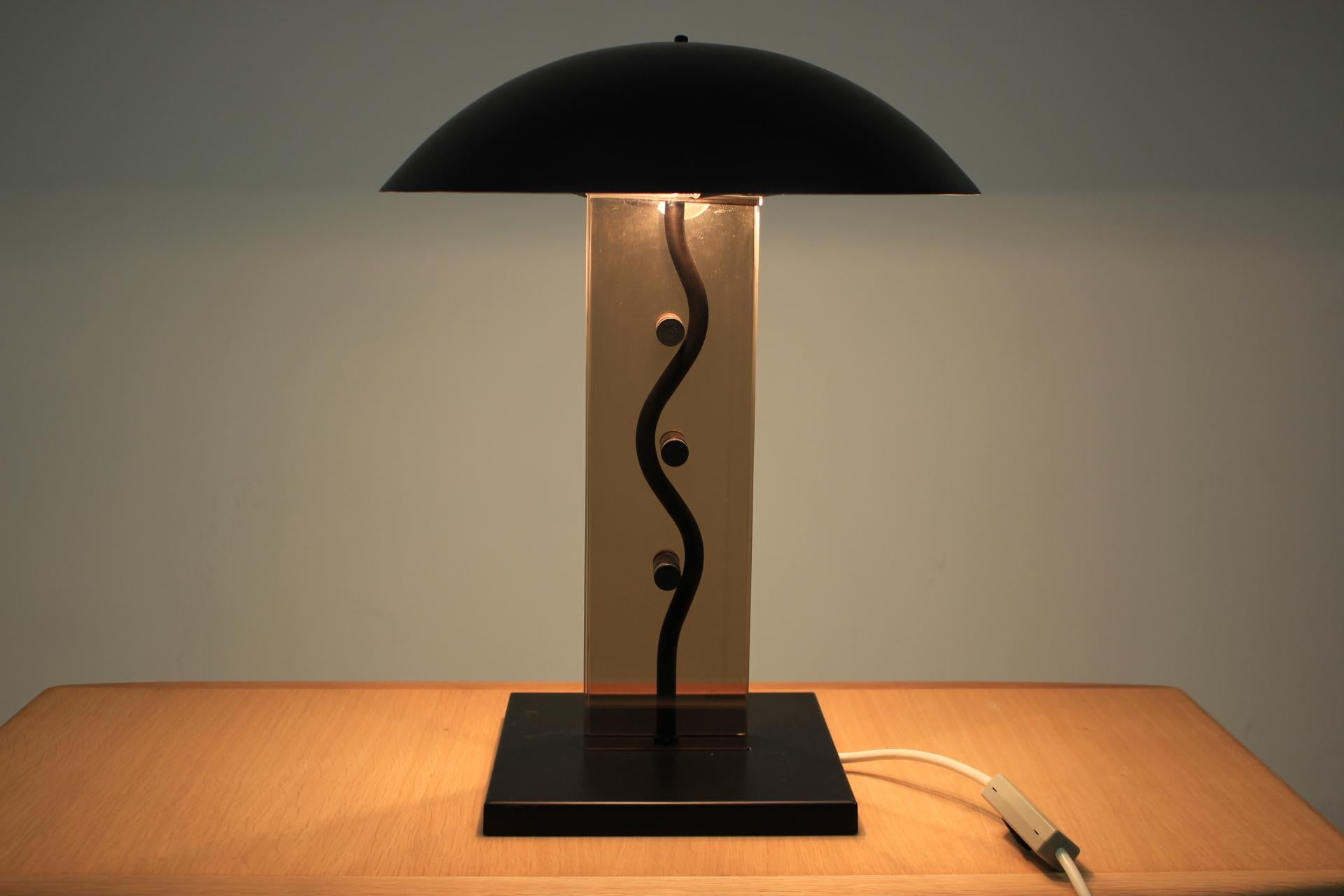Metal Kamenický Šenov Design Table Lamp, 1980s