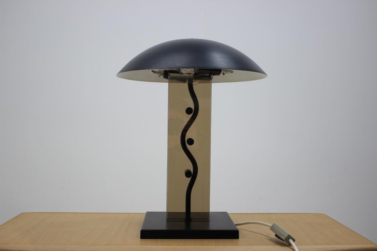 Metal Kamenický Šenov Design Table Lamp, 1980s For Sale