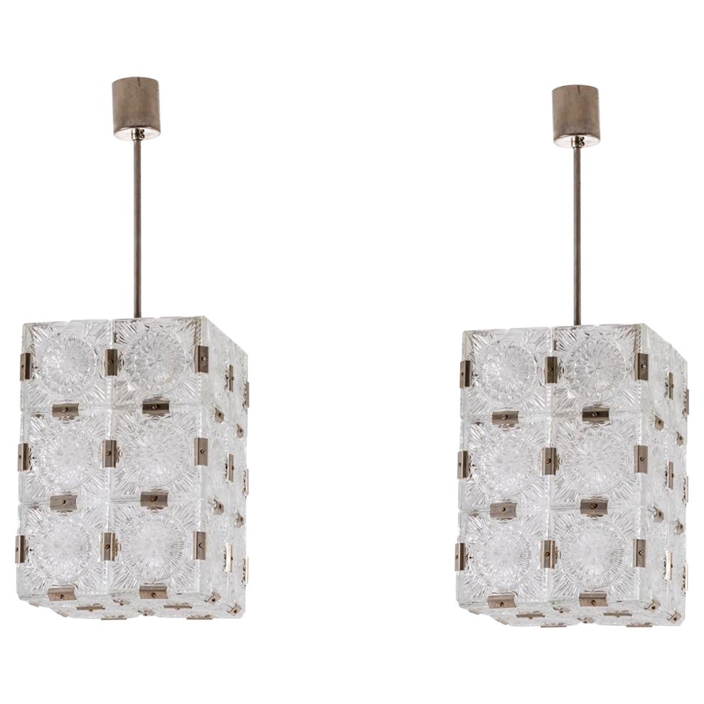 Kamenicky Senov, Pair of lanterns in glass, 1970s For Sale
