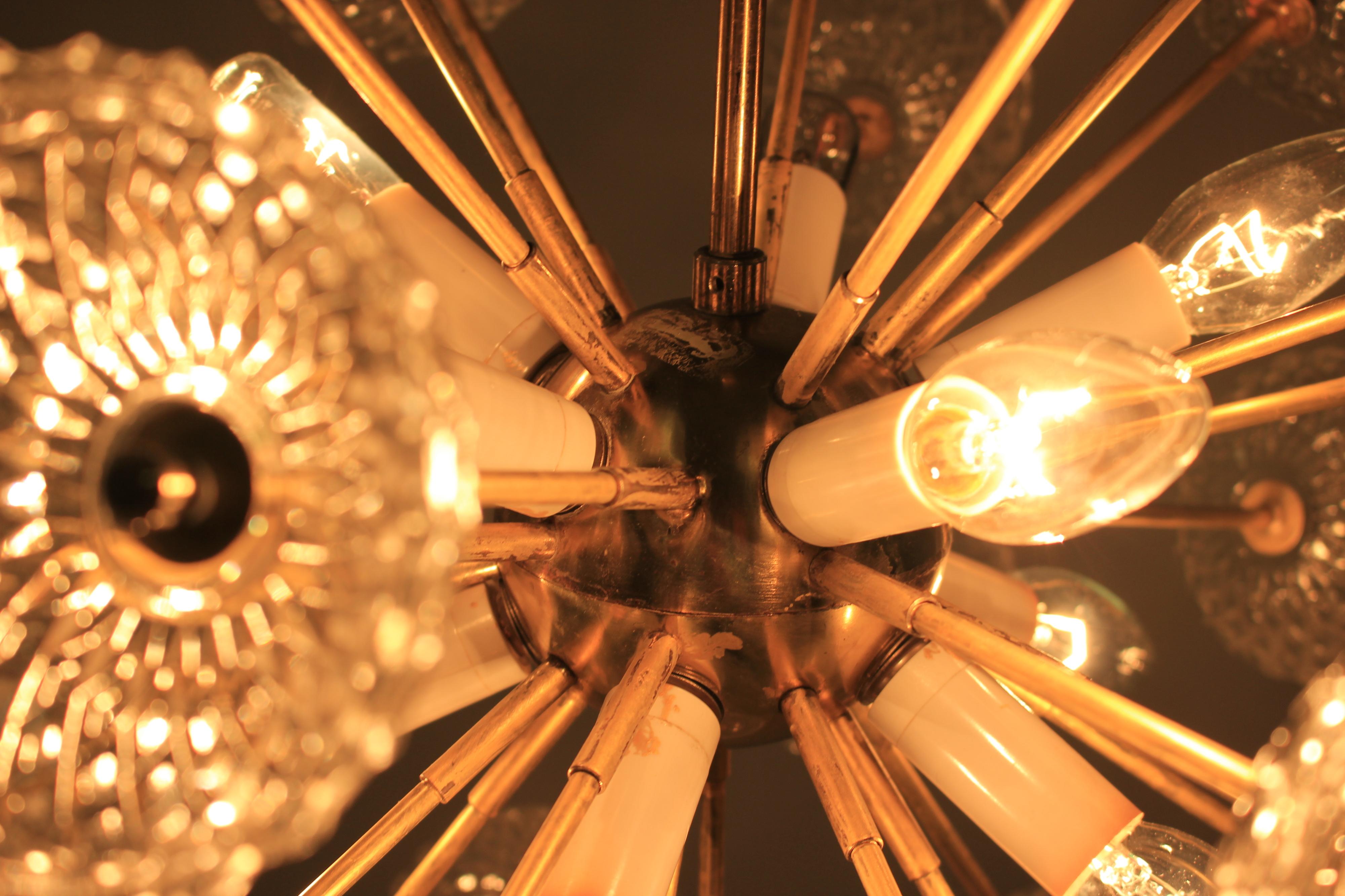Late 20th Century Kamenický Šenov Sputnik / Dandelion / Chandelier / Pendant, 1970s