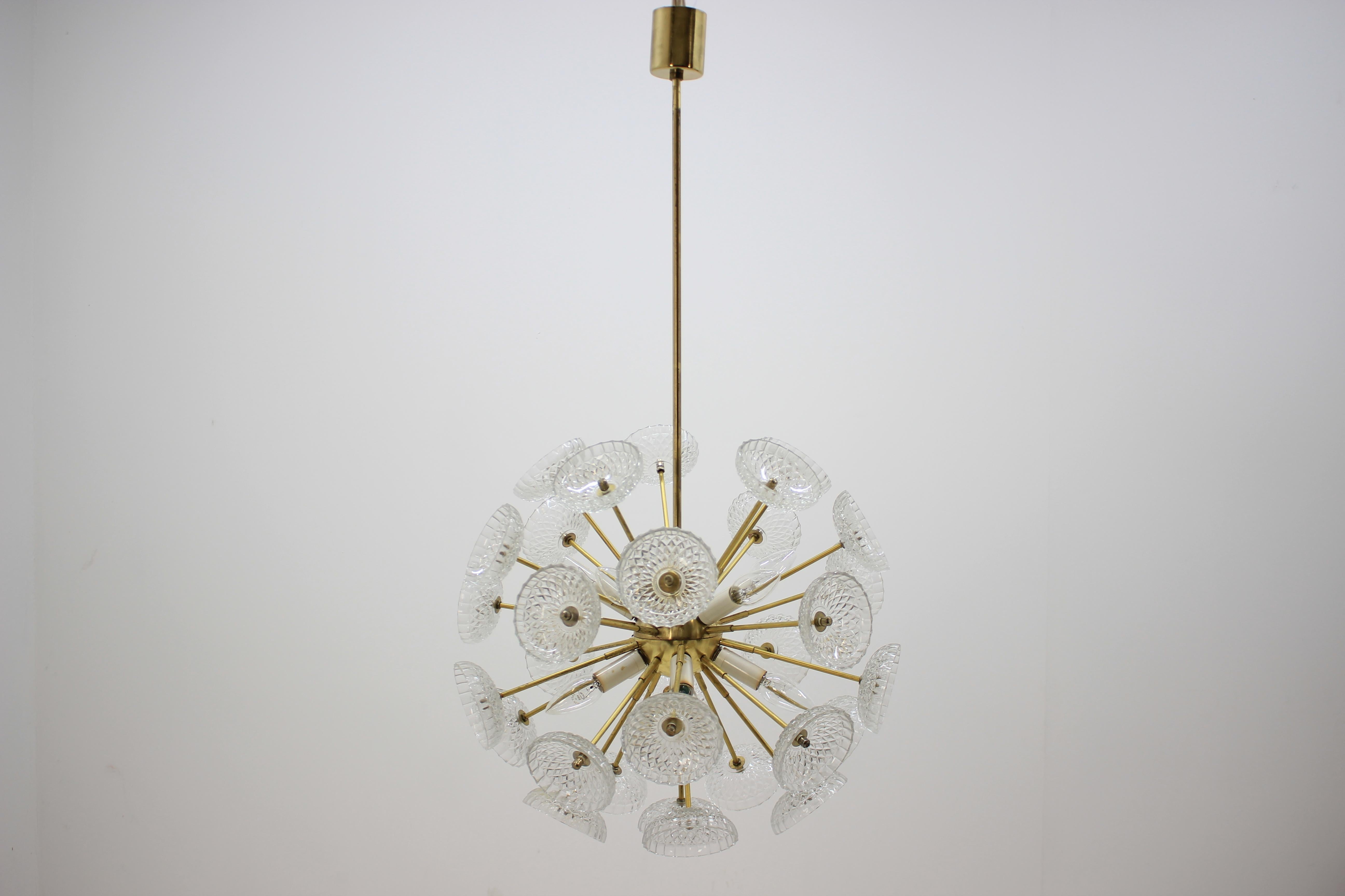 Metal Kamenický Šenov Sputnik / Dandelion / Chandelier / Pendant, 1970s