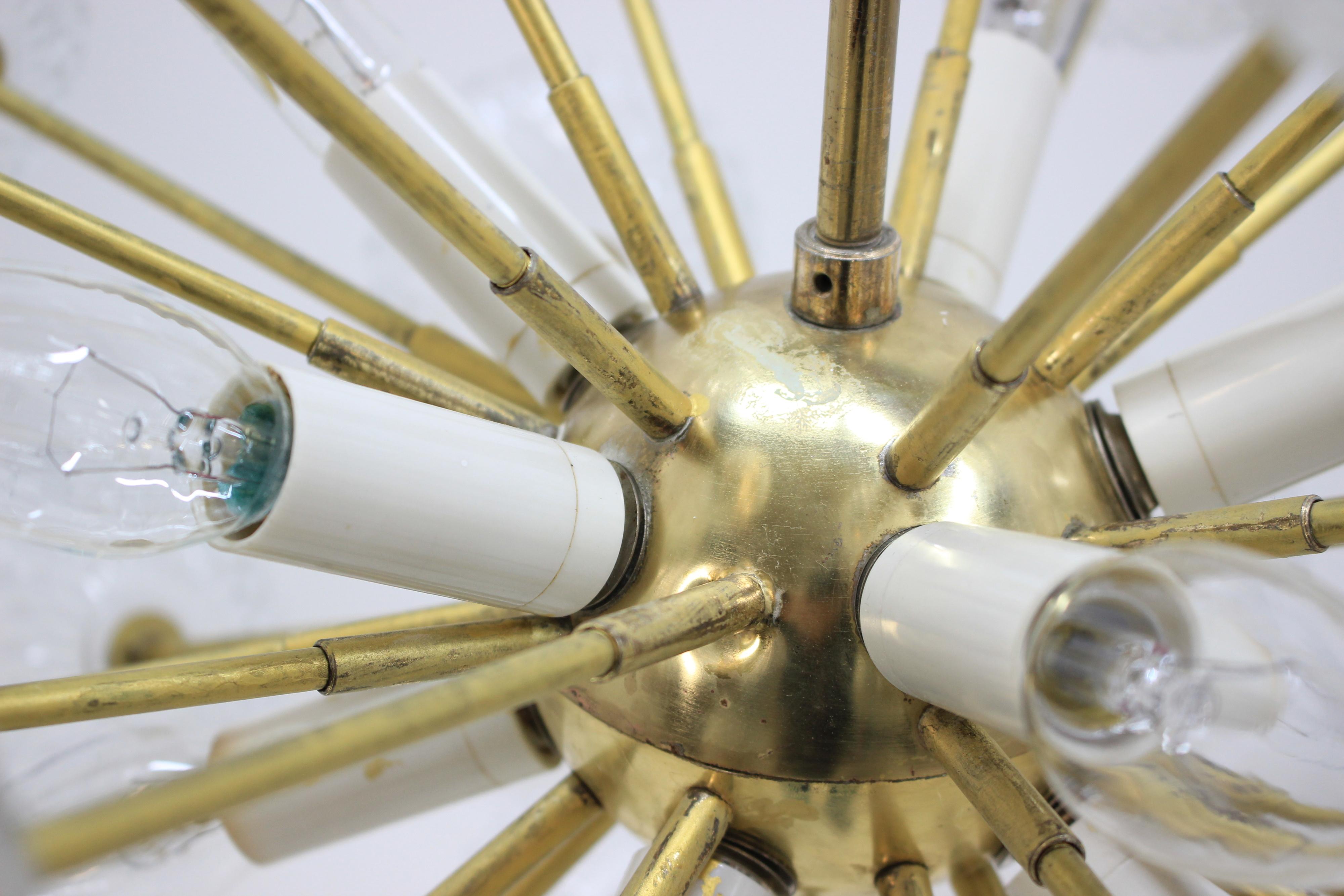 Kamenický Šenov Sputnik / Dandelion / Chandelier / Pendant, 1970s 1