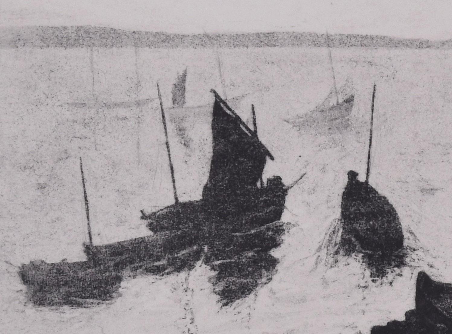 Unbetitelt (Fischboote, Normandie) – Print von Kamesuke Hiraga