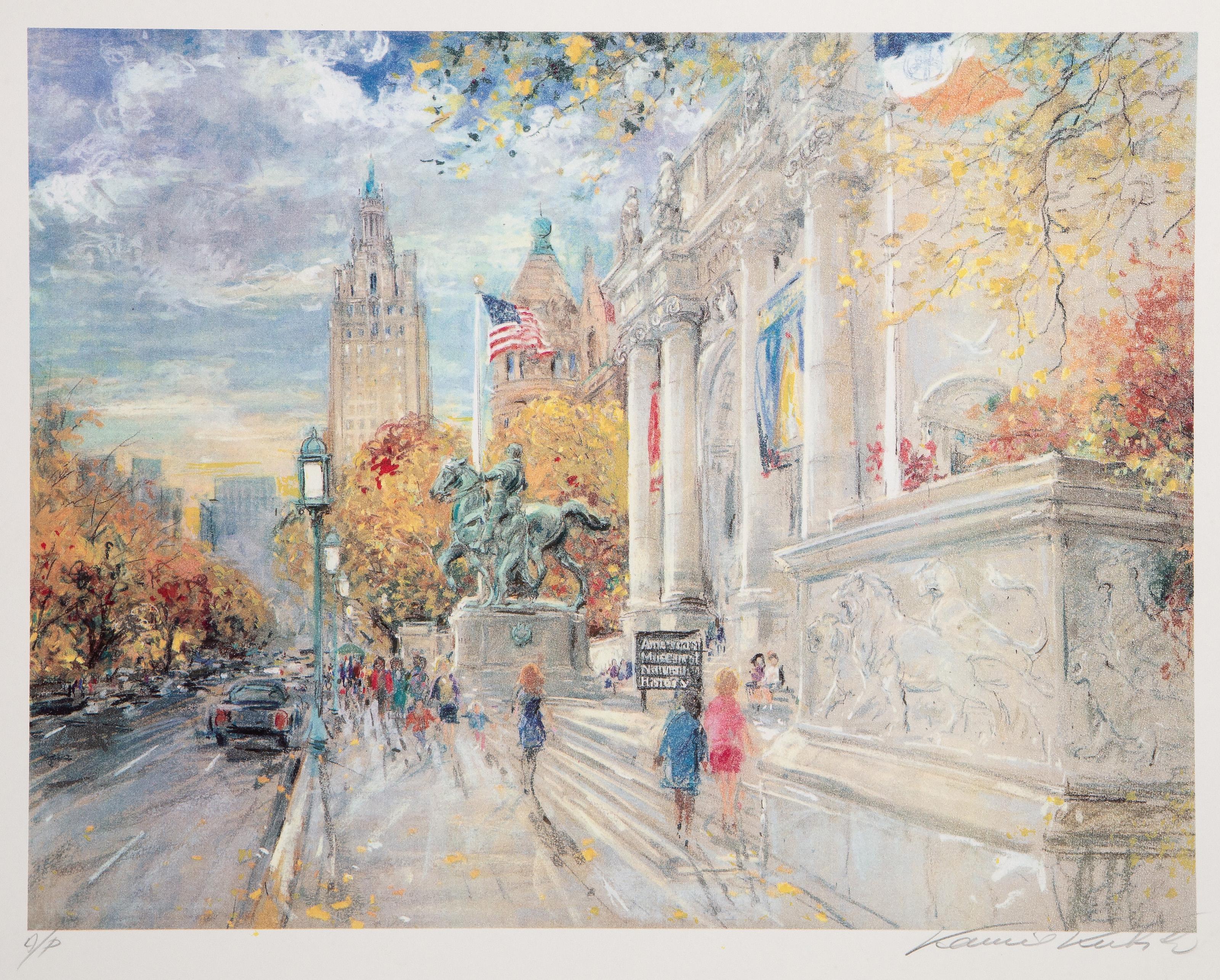 Kamil Kubik, Czech/American (1930 - 2011) - Museum of Natural History, Medium:  Screenprint, signed and numbered in pencil, Edition:  AP, Image Size:  14 x 18 inches, Size:  17.5 x 21 in. (44.45 x 53.34 cm)