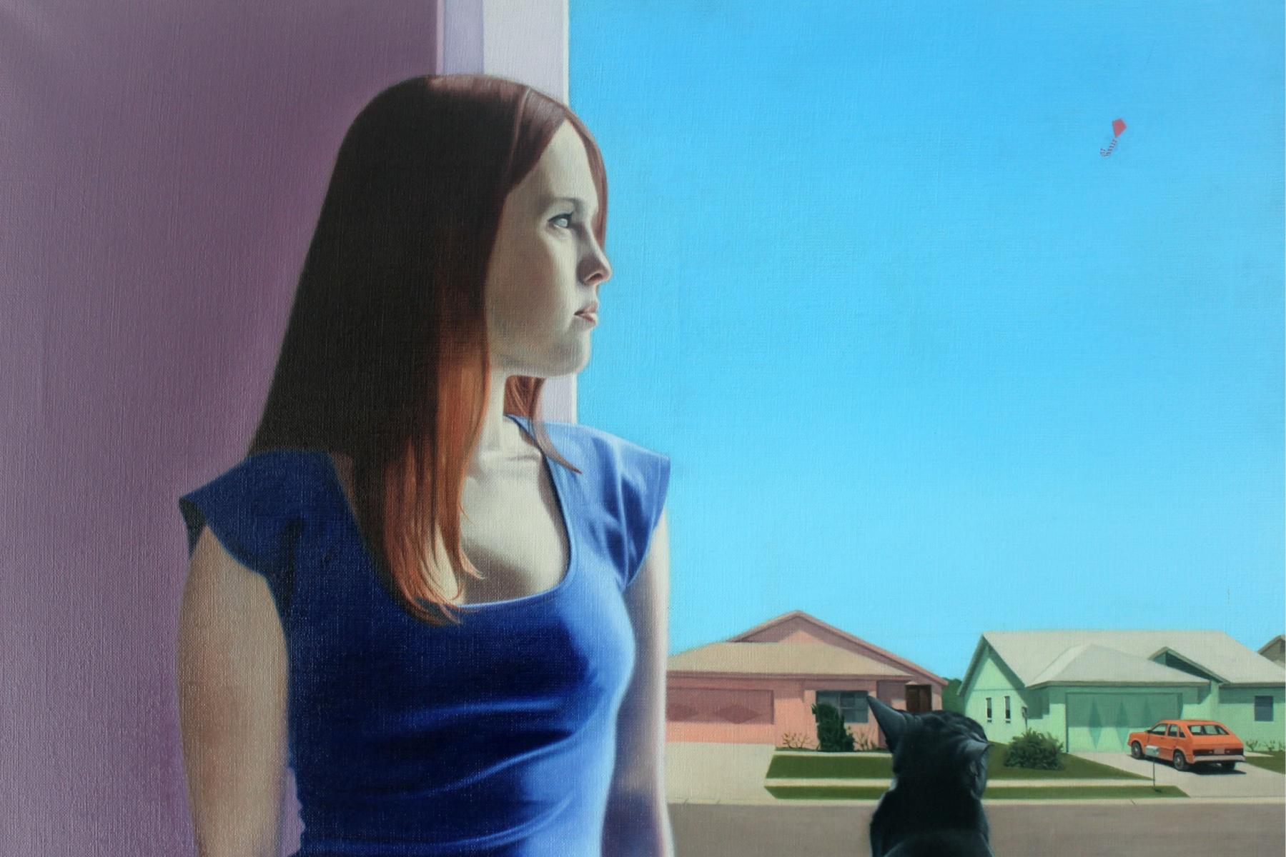 Una cometa - Siglo XXI, Arte joven, Pintura figurativa, Fotorrealismo, Un gato - Painting Fotorrealista de Kamil Lisek
