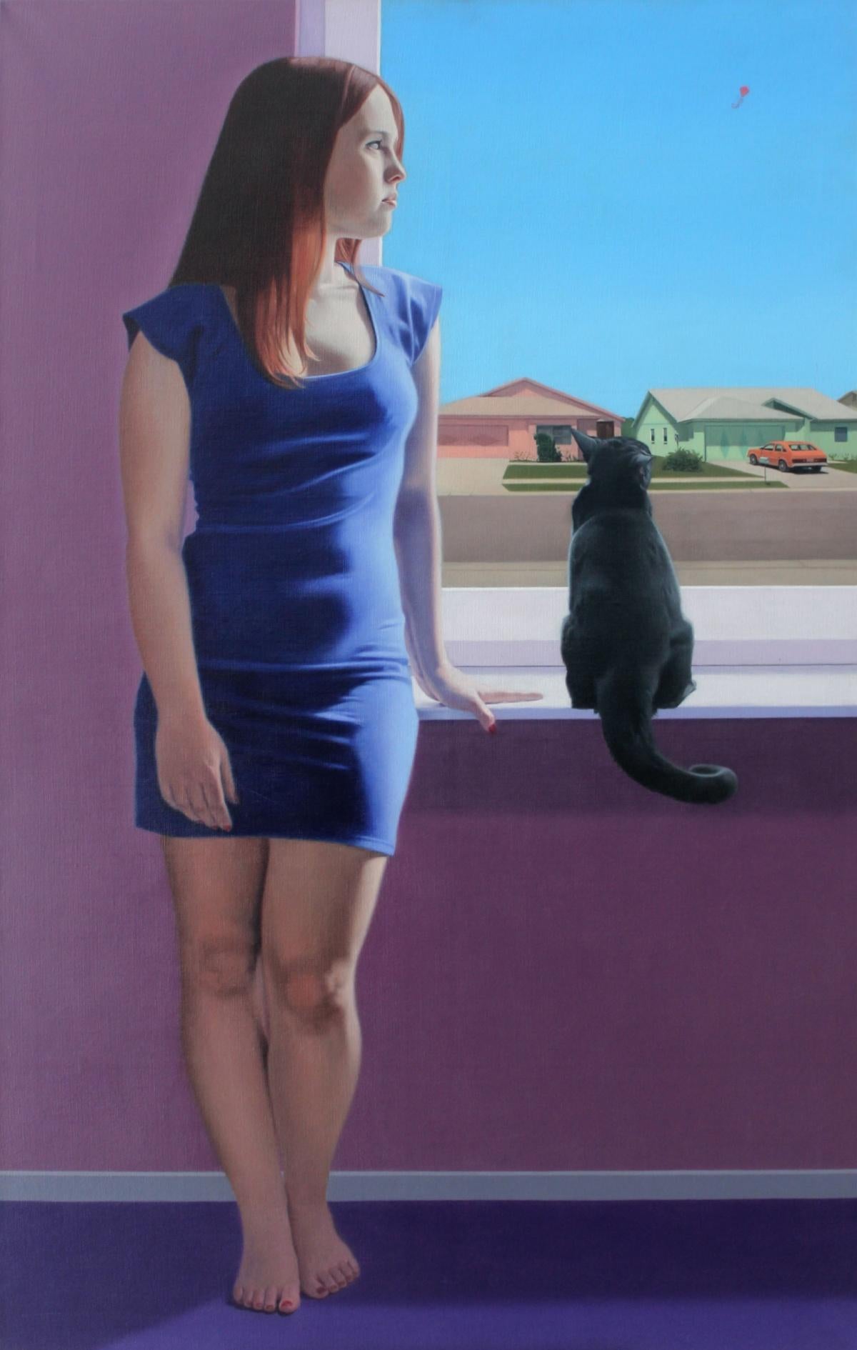 A kite - 21st century, Young art, Figurative painting, Photorealism, A cat