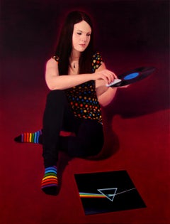 Vinile - Pittura ad olio figurativa contemporanea, ritratto realistico di ragazza