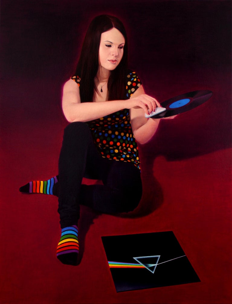 Kamil Lisek Portrait Painting - Vinyl - Contemporary Figurative Oil Painting, Realistic Girl Portrait