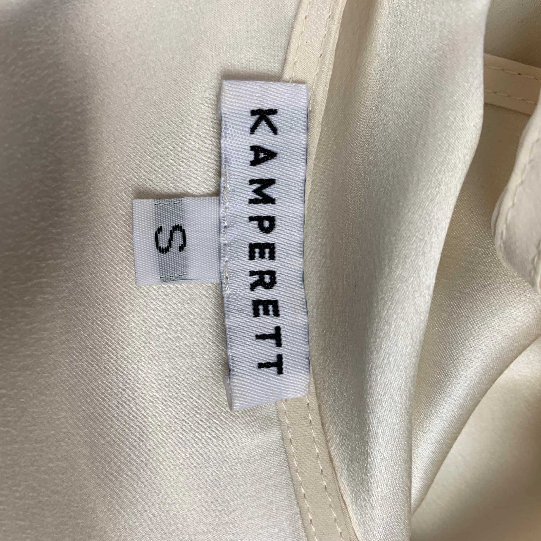Women's KAMPERETT Size S Cream Grey Silk Paint Splattered Wrap Dress