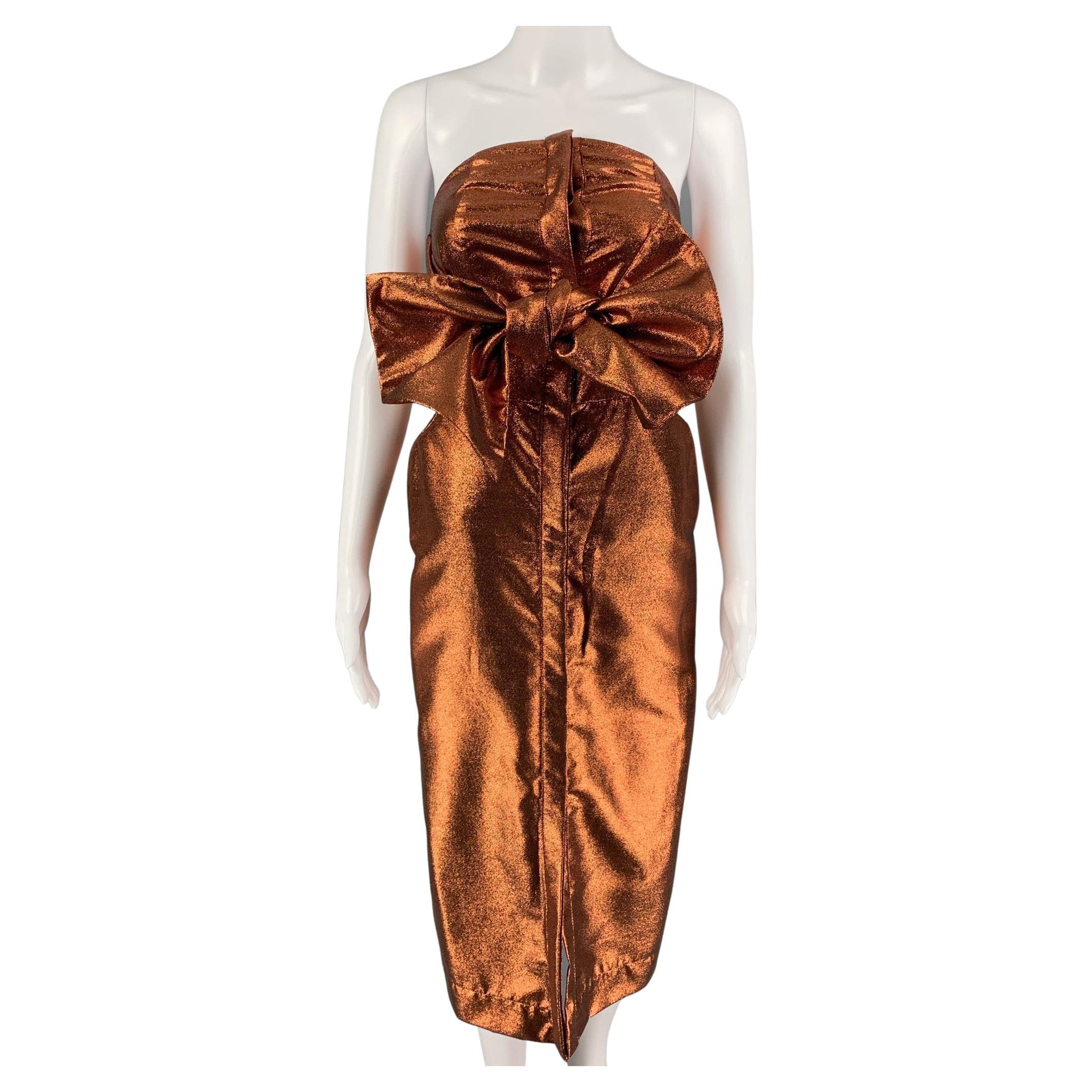 KAMPERETT Size XS Copper Nylon Blend Strapless Vuelo Dress