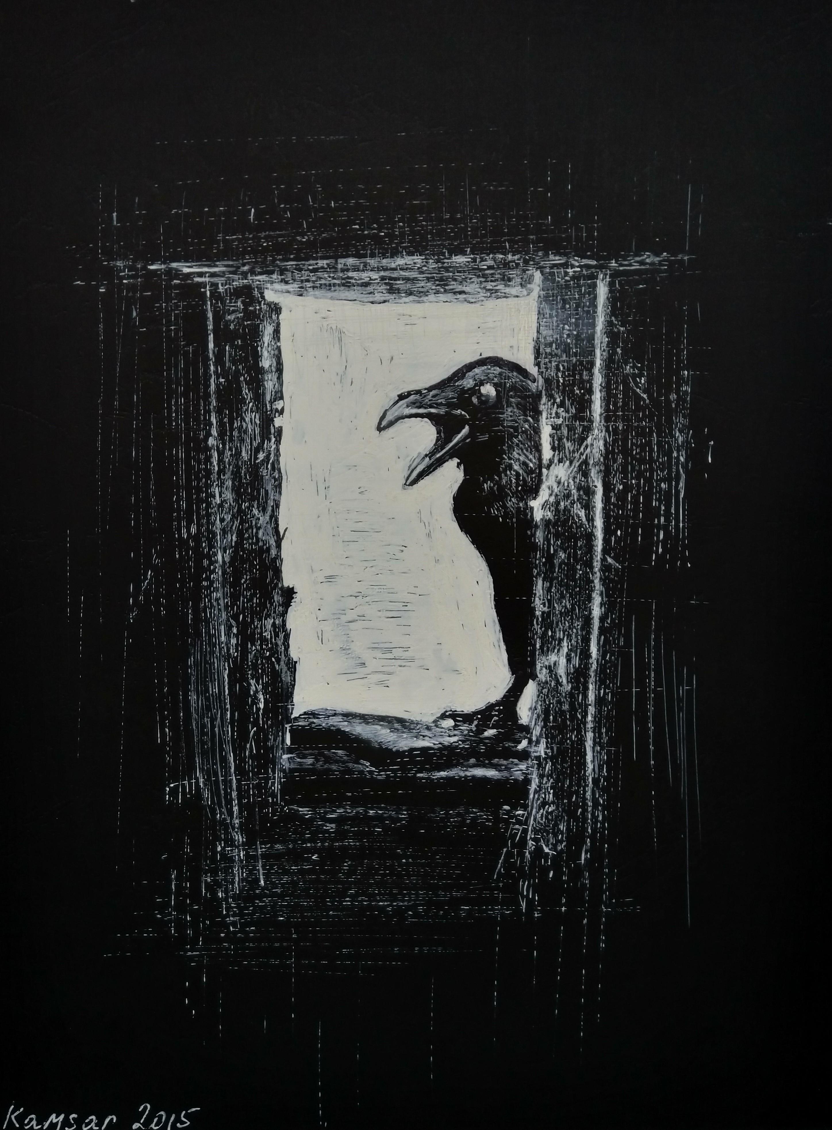 Black paper white pen, black frame 44 x 54 x 0.3 cm

