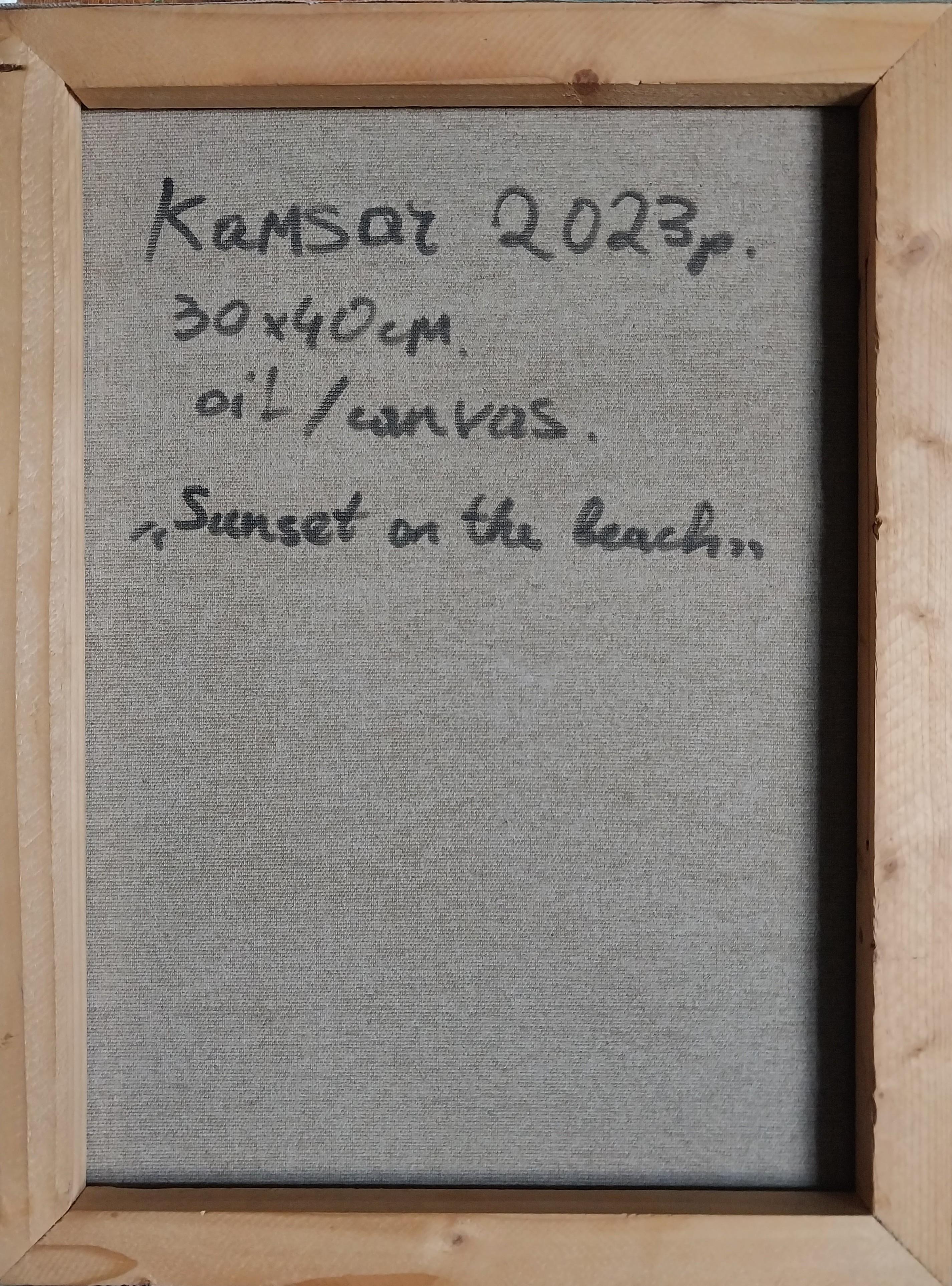 Art contemporain arménien de Kamsar Ohanyan - Coucher de soleil sur la plage en vente 1