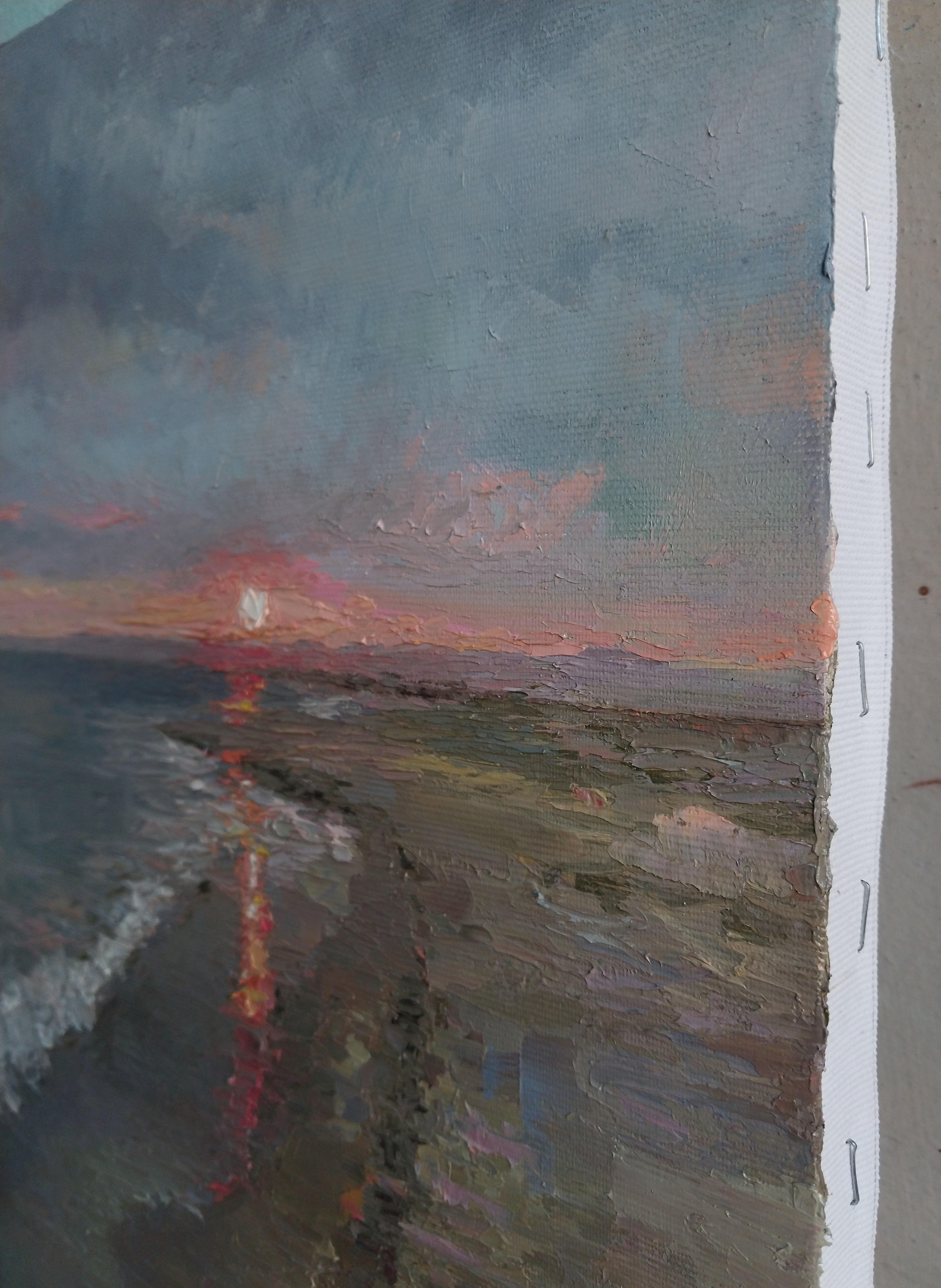 Art contemporain arménien de Kamsar Ohanyan - Coucher de soleil sur la plage en vente 3