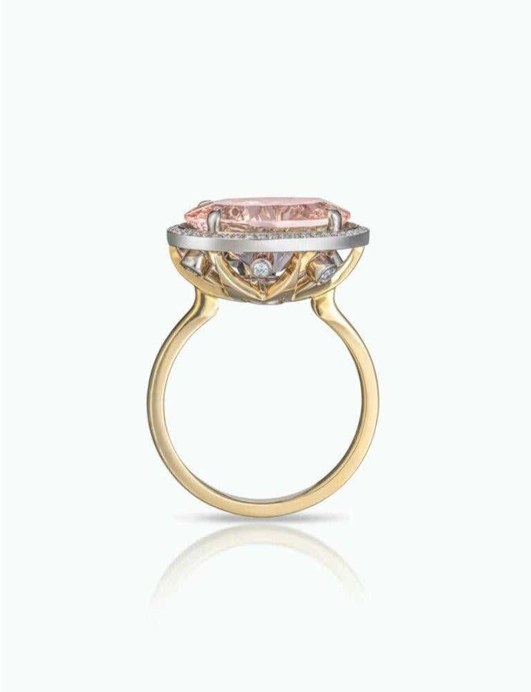 Art Deco KAMURU RING – Morganite, Sapphire, Diamond and 18K Gold For Sale
