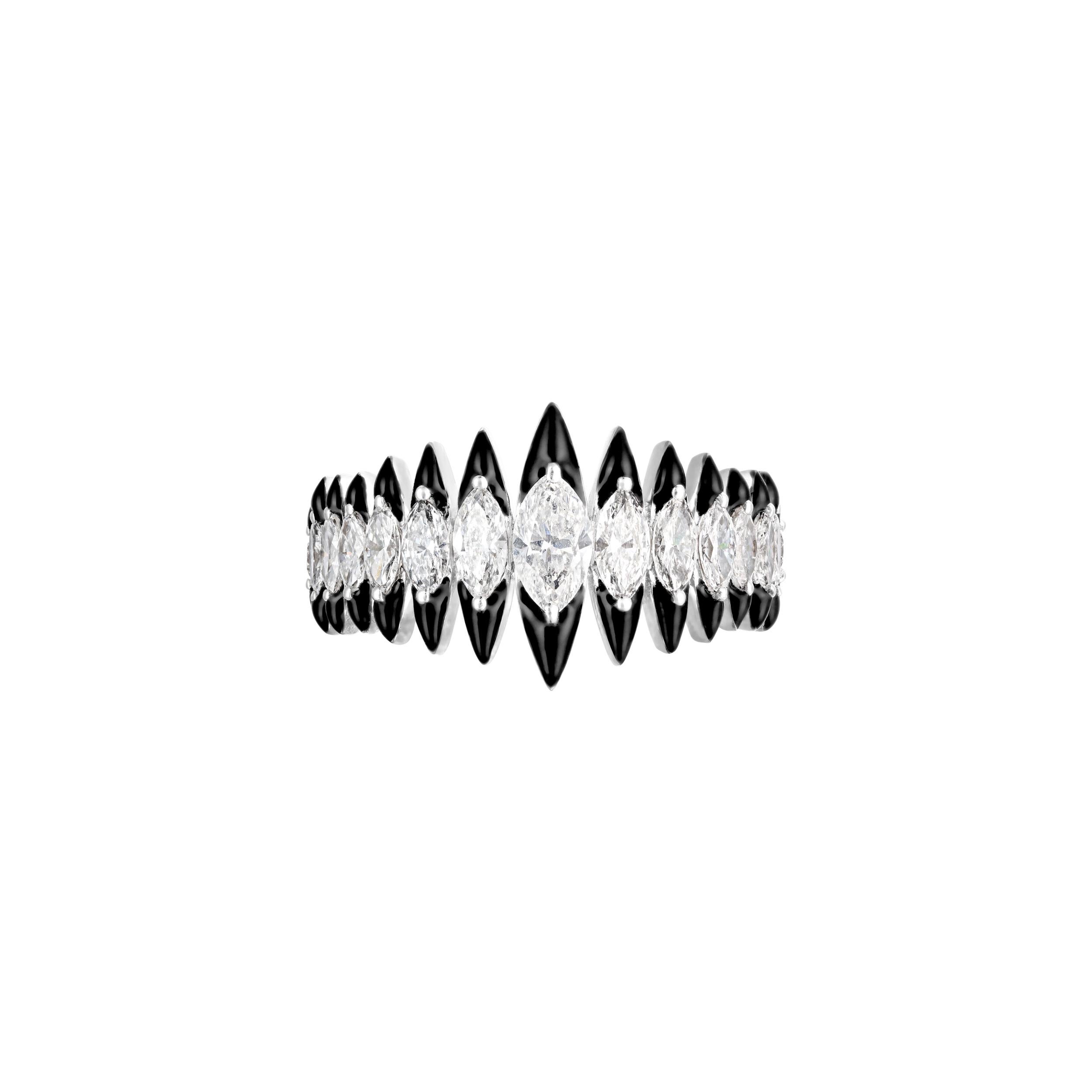 For Sale:  Kamyen, 18K White Gold Marquise Coronal Ring, Cocktail Ring 3