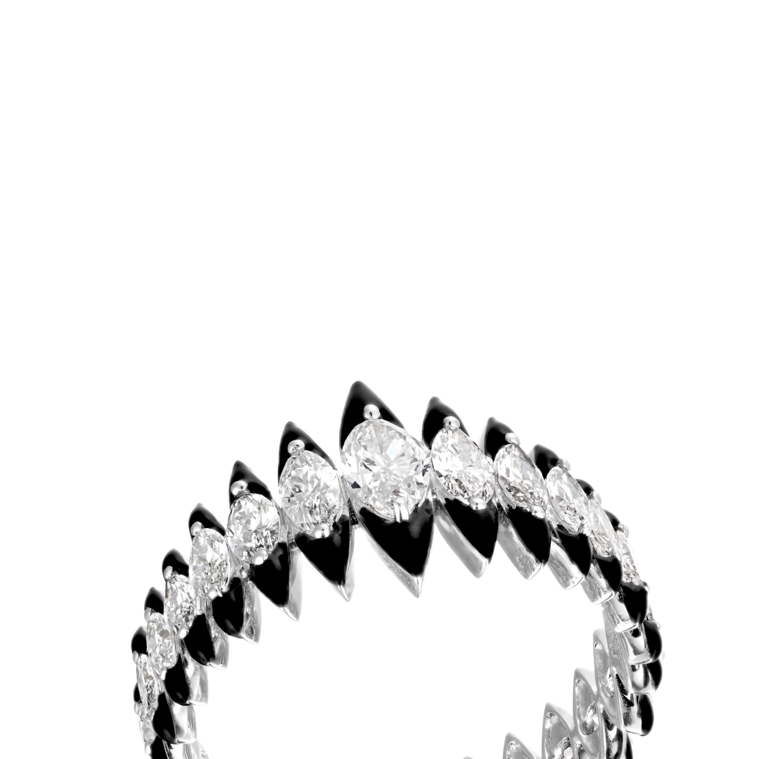 For Sale:  Kamyen, 18K White Gold Marquise Coronal Ring, Cocktail Ring 4