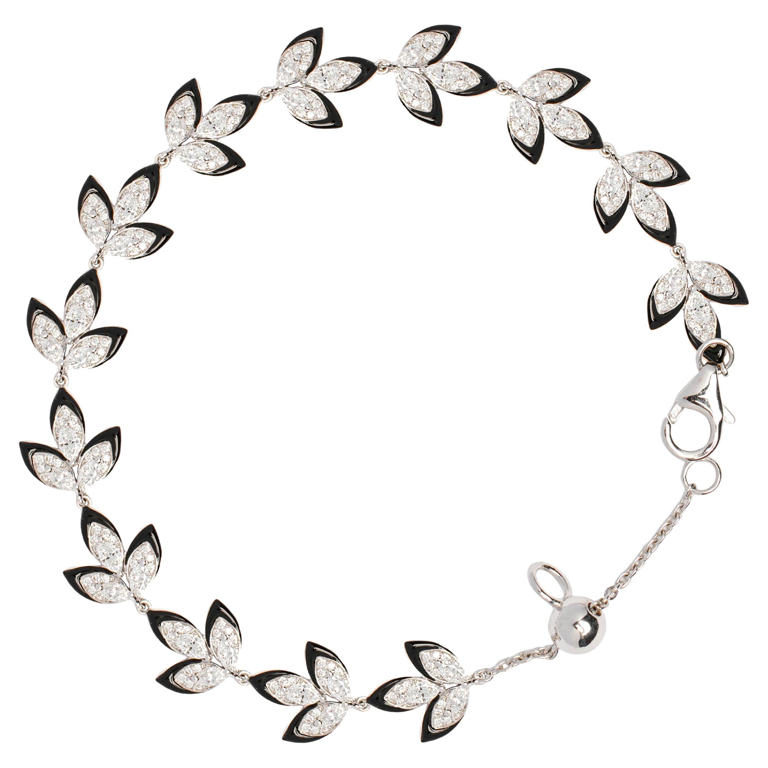 2.78 Carat Diamond Lead Adjustable Leaf Bracelet For Sale