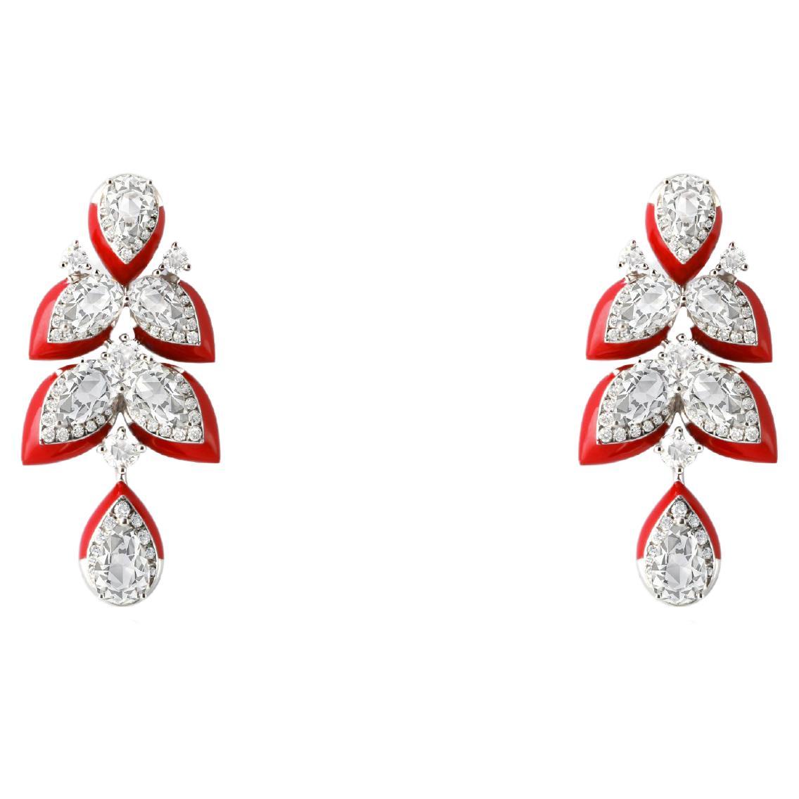 Kamyen, 2.92 Carat Diamond Leaf Earring For Sale