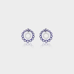 Kamyen, 2.93 Carat Round and Pear Diamond Sun Earring