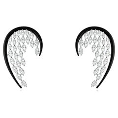 3.39 Carats Marquise Enamel Wing Earring