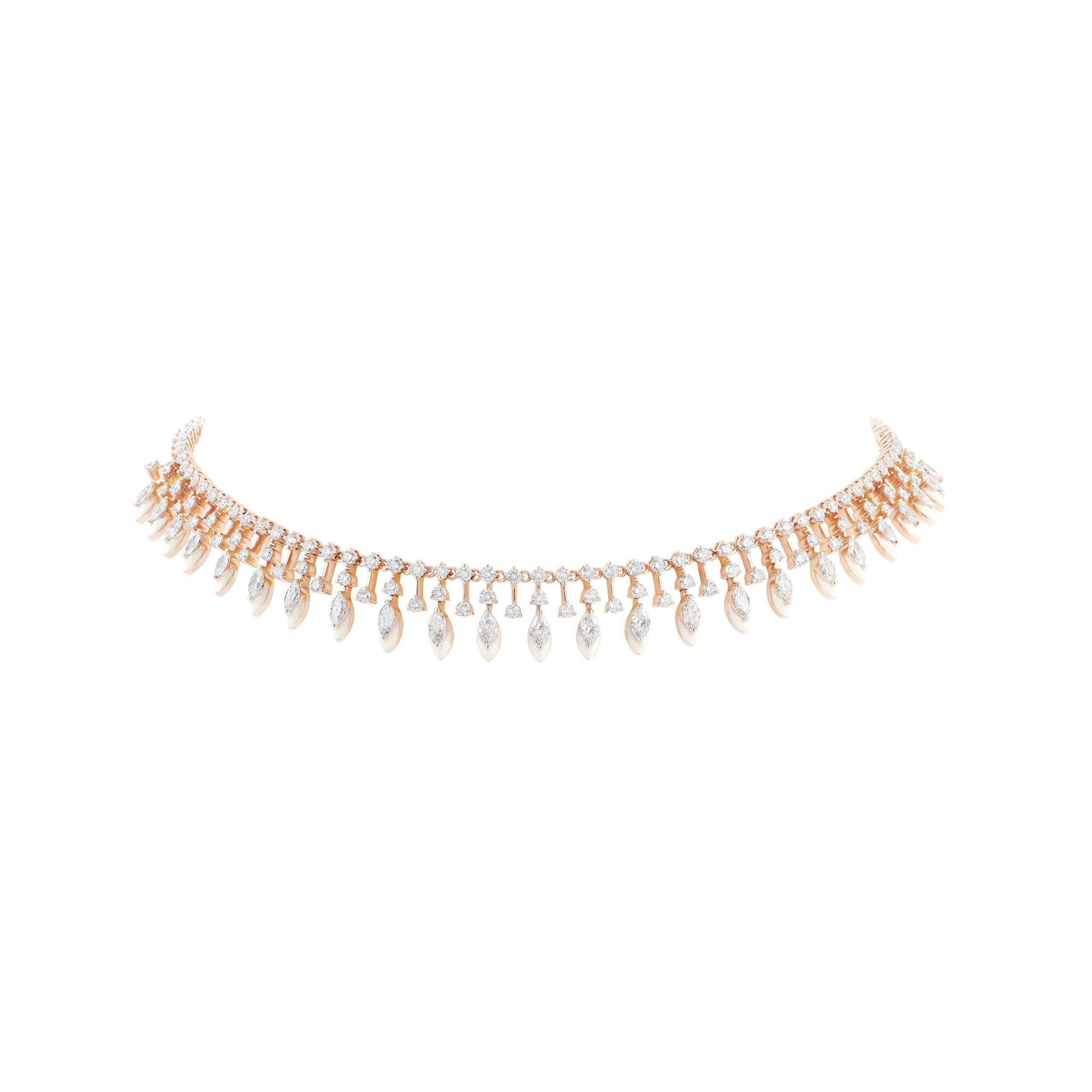 Kamyen, Choker mit 5,96 Karat Marquise und runder Emaille (Marquiseschliff) im Angebot