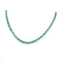Kamyen, 7.45 Marquise Emerald Enamel Choker